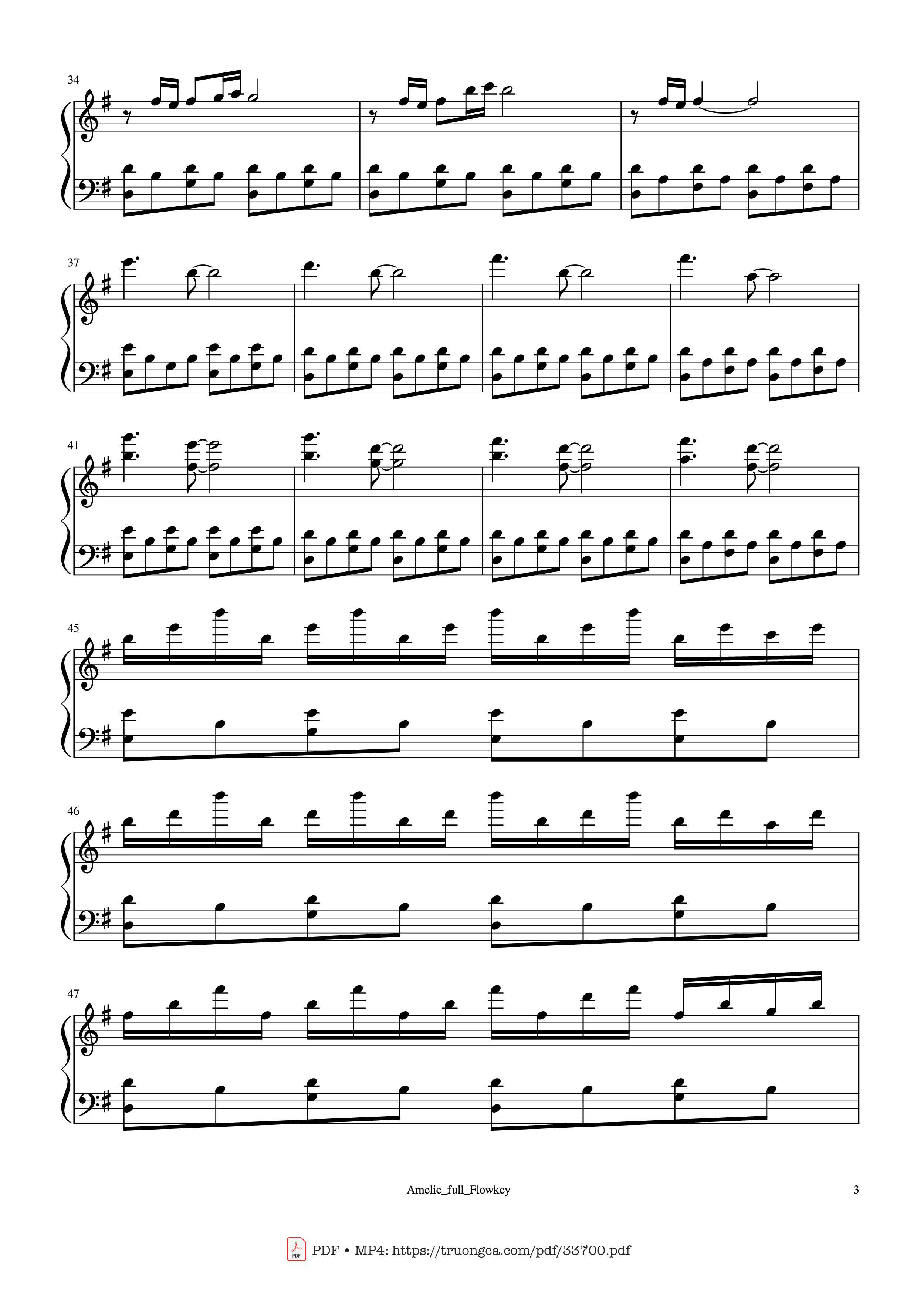 Page 3 of the piano sheet music PDF Piano – Amélie Full Soundtrack Piano by Yann Tiersen