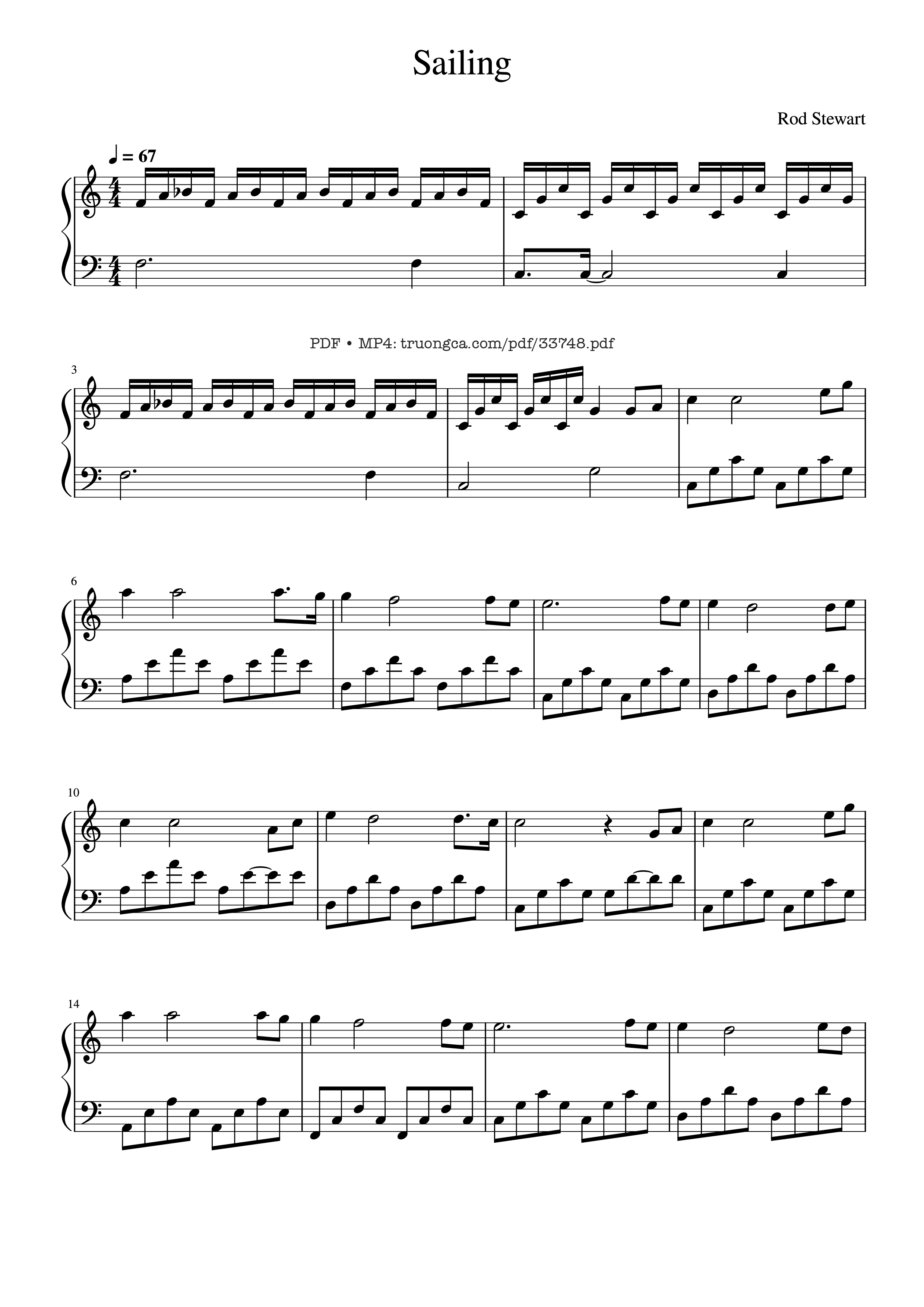 Page 1 of the piano sheet music PDF Piano – Sailing Piano by Rod Stewart