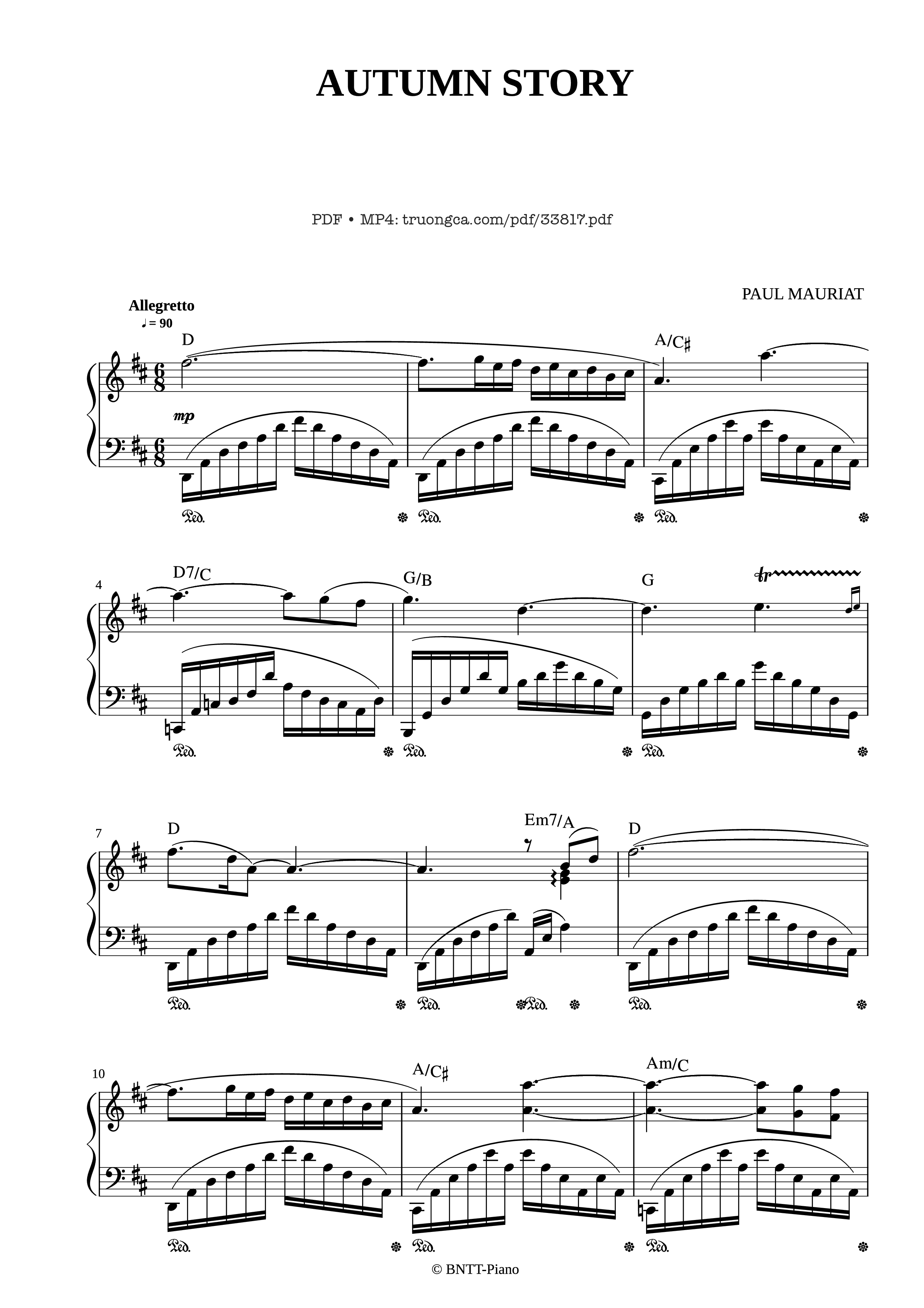 Page 1 of the piano sheet music PDF Piano – AUTUMN STORY - Le Piano Sur La Vague Piano by PAUL MAURIAT