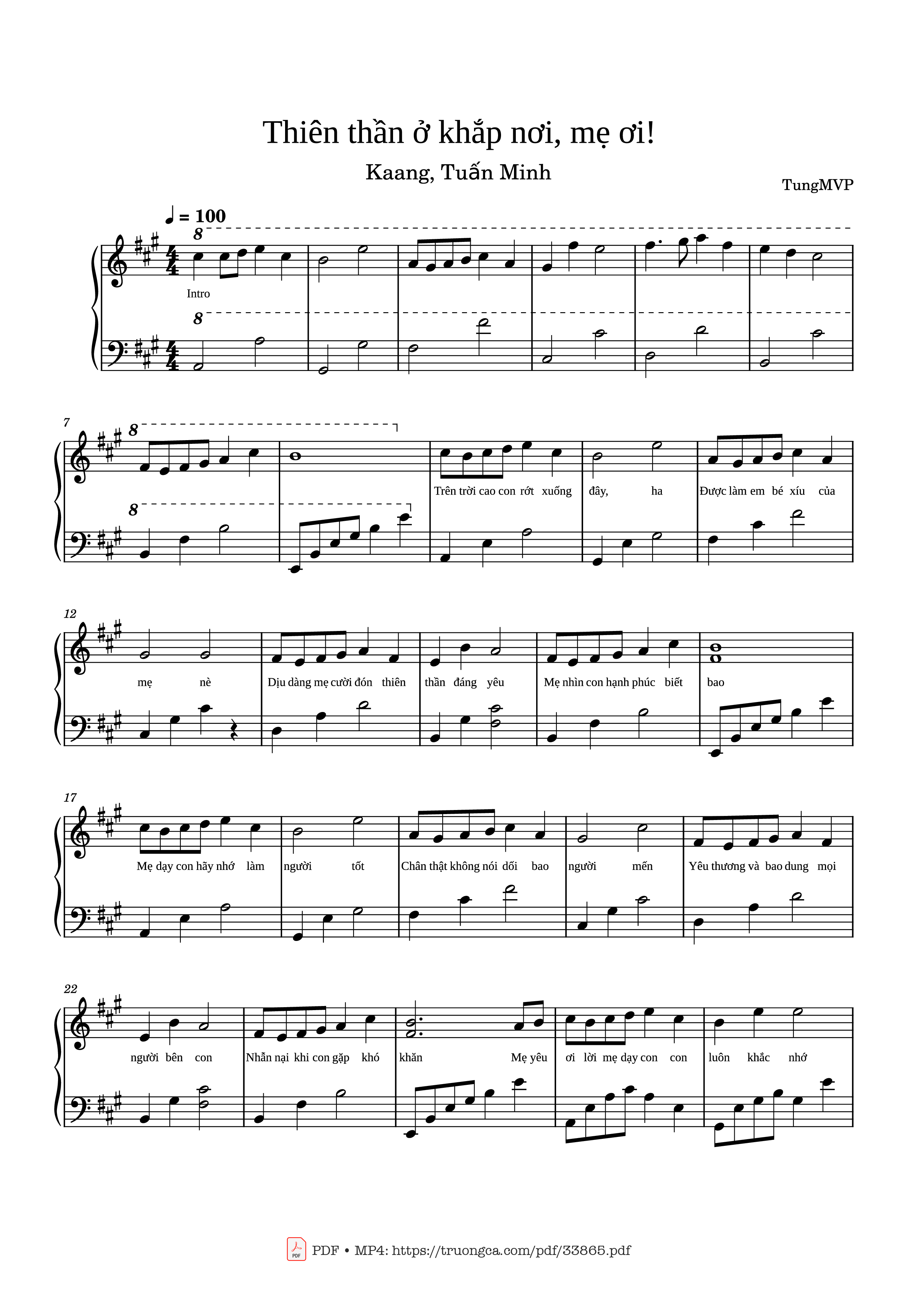 Page 1 of the piano sheet music PDF – Thiên thần ở khắp nơi, mẹ ơi Piano by Nguyễn Hồng Nguyệt Anh