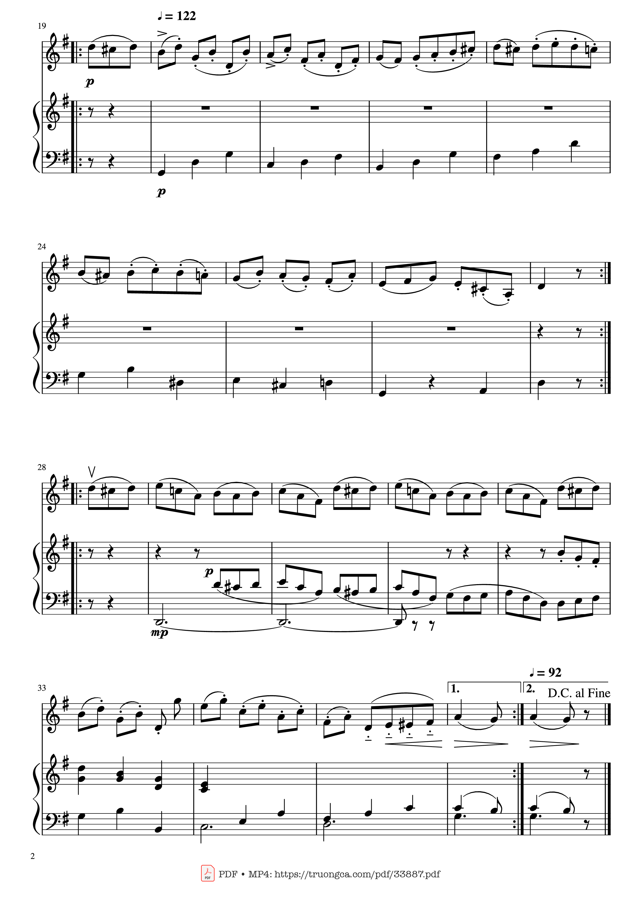 Page 2 of the piano sheet music PDF Piano – Beethoven Minuet in G - Violin & Piano by Ludwig van Beethoven