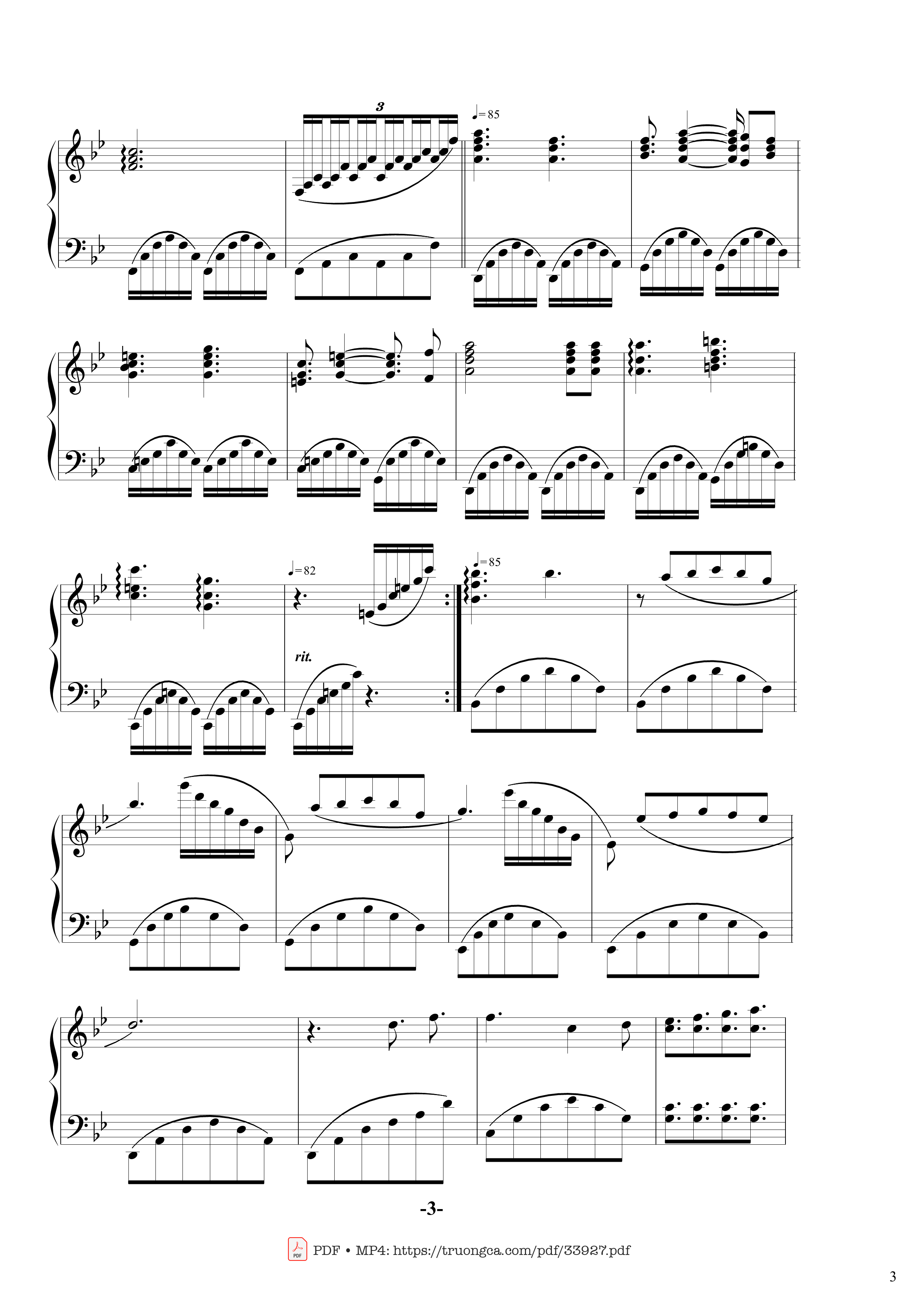 Page 3 of the piano sheet music PDF – Memory Richard Clayderman Piano cover by Richard Clayderman