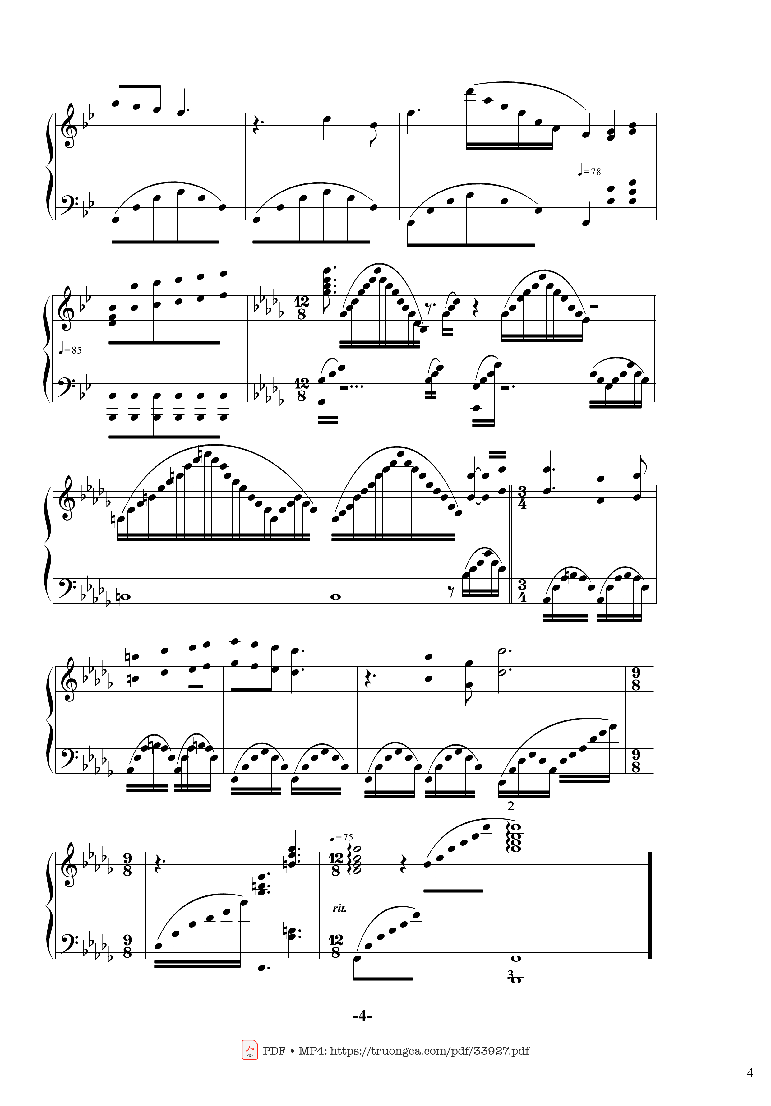 Page 4 of the piano sheet music PDF – Memory Richard Clayderman Piano cover by Richard Clayderman