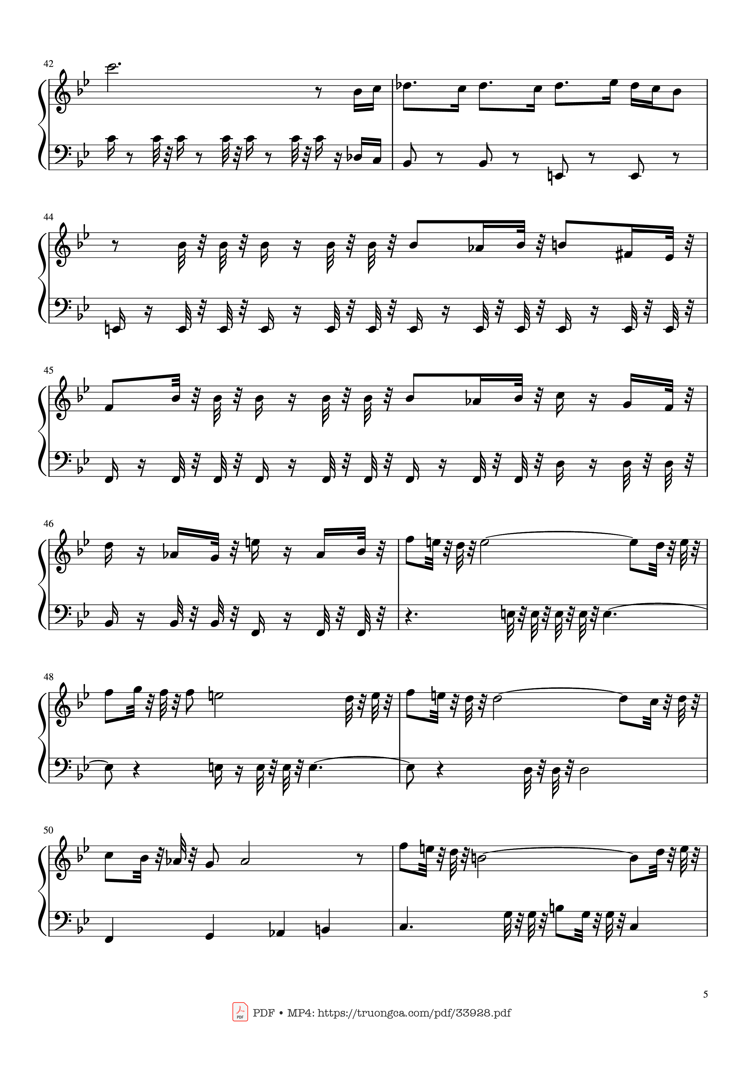 Page 5 of the piano sheet music PDF Piano – The Mandalorian Main Theme Star Wars (Easy) Piano by Ludwig Goransson