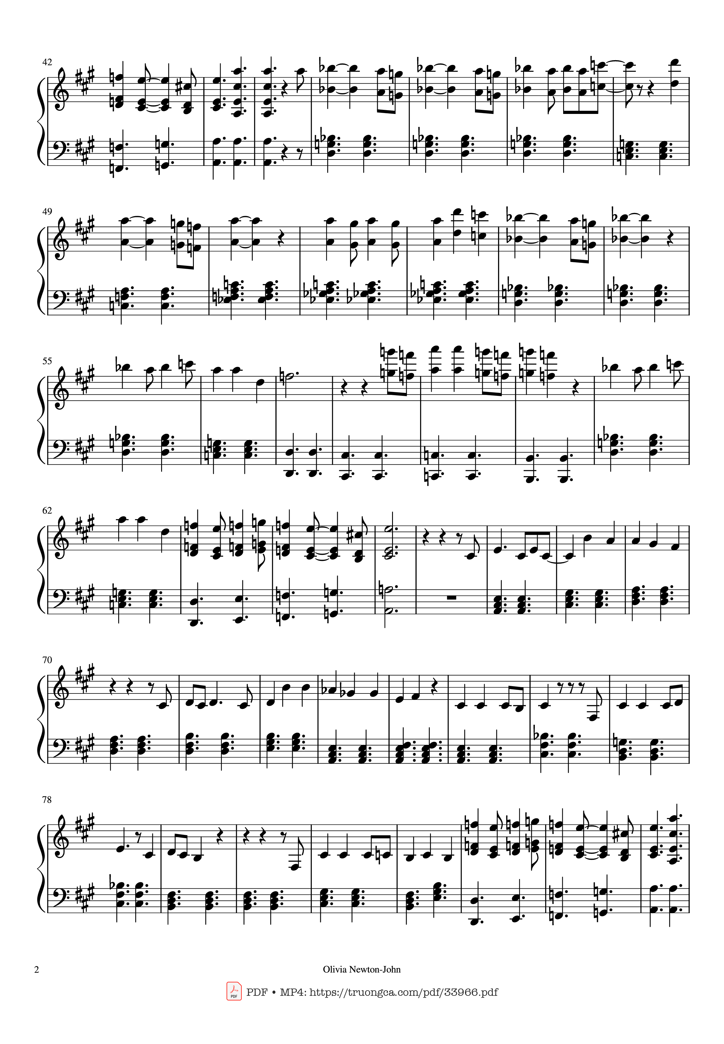 Page 2 of the piano sheet music PDF Piano – Hopelessly Devoted To You Piano by Olivia Newton-John