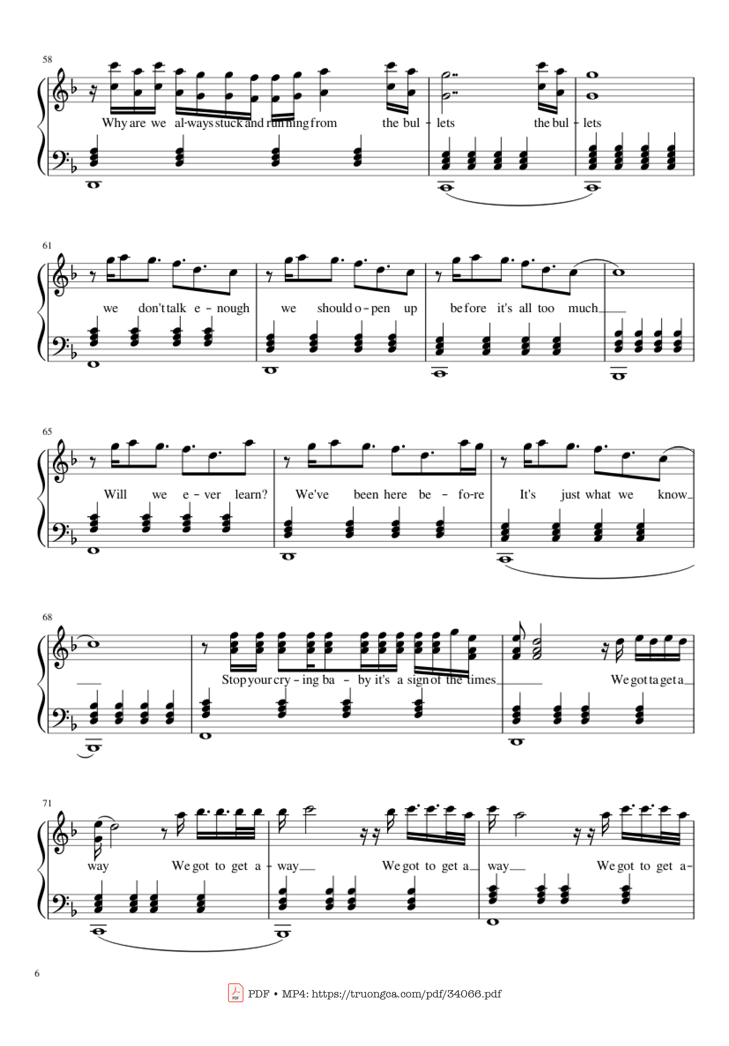 Page 6 of the piano sheet music PDF Piano – Sign Of The Times Piano by Harry Styles