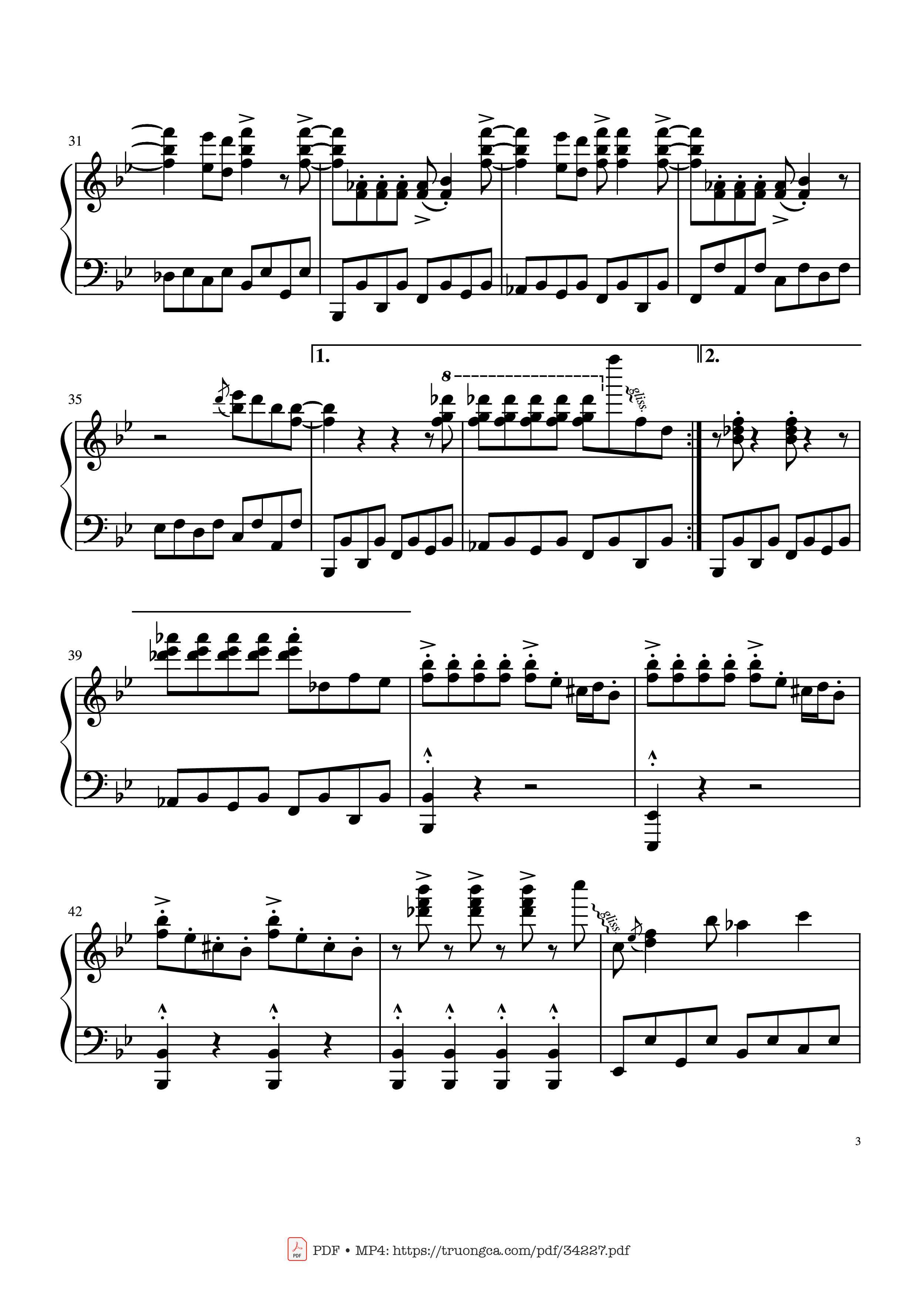 Page 3 of the piano sheet music PDF Guitar Tab – Johnny B. Goode Rock 