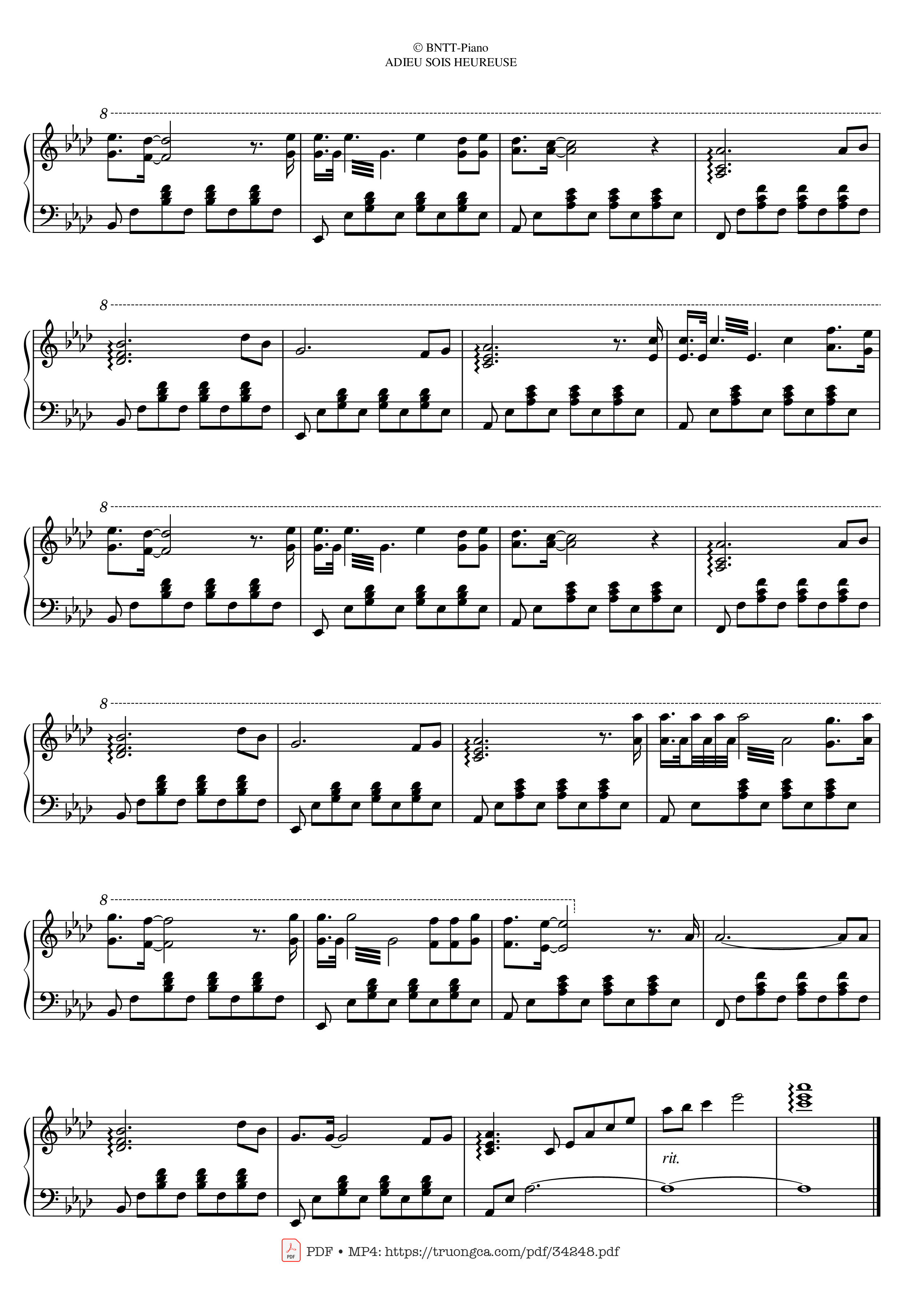 Page 4 of the piano sheet music PDF Piano – Adieu Sois Heureuse Piano by Art Sullivan