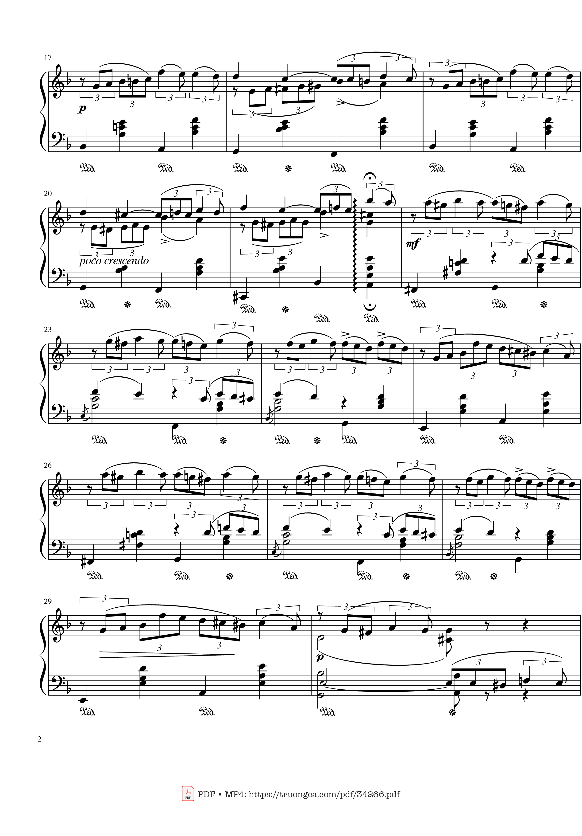 Page 2 of the piano sheet music PDF – Tchaikovsky The Seasons, October, Autumn Song Piano by Pyotr Ilyich Tchaikovsky