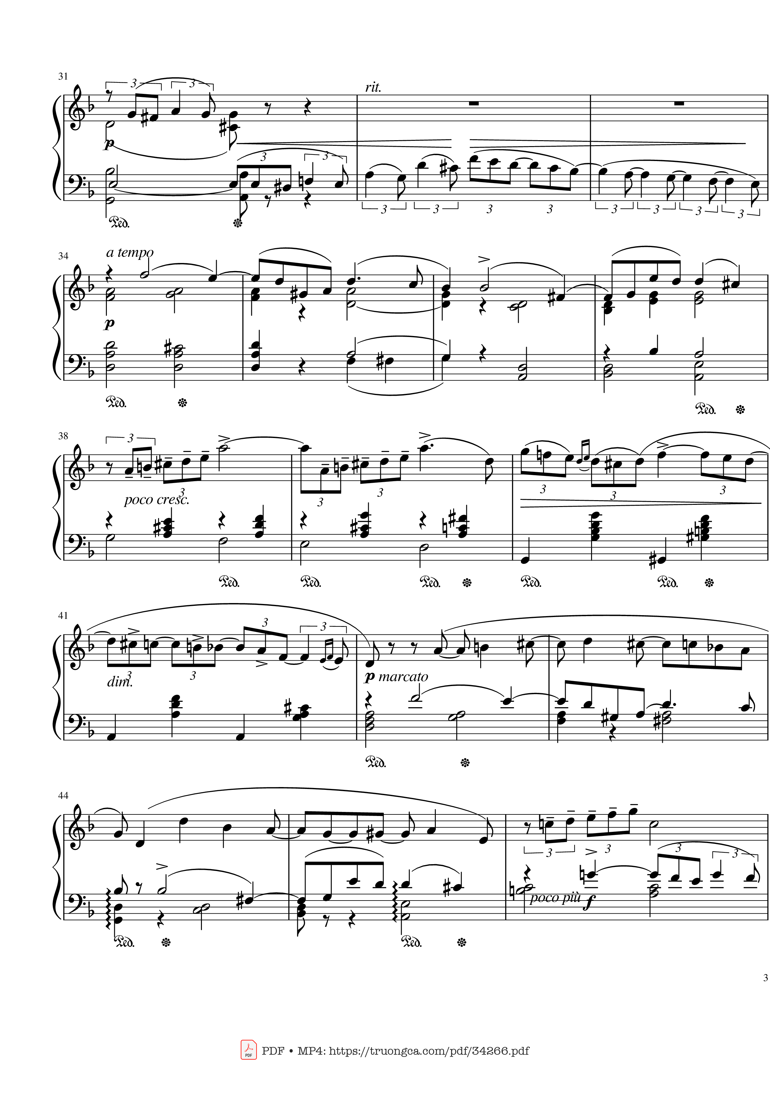 Page 3 of the piano sheet music PDF – Tchaikovsky The Seasons, October, Autumn Song Piano by Pyotr Ilyich Tchaikovsky
