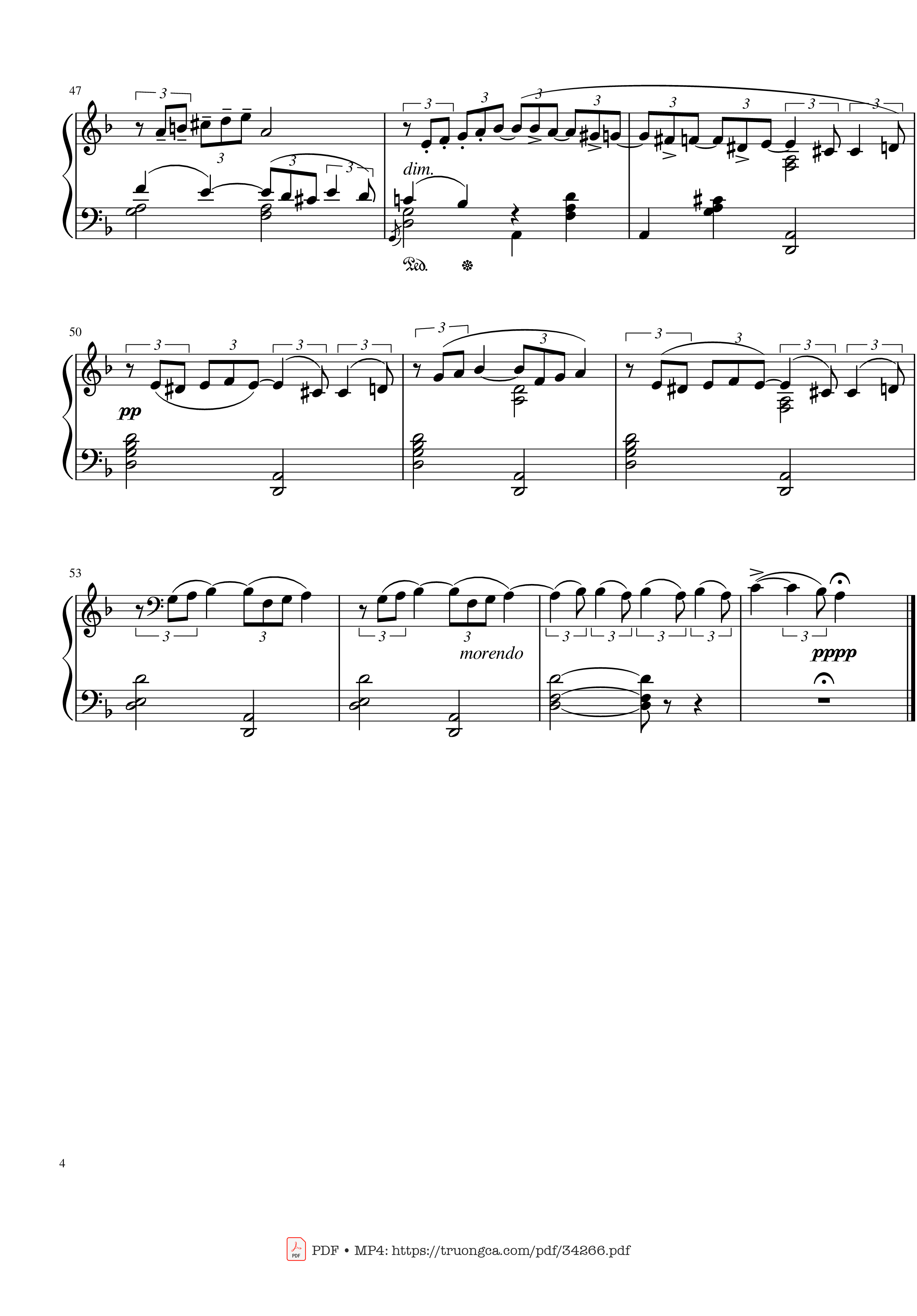 Page 4 of the piano sheet music PDF – Tchaikovsky The Seasons, October, Autumn Song Piano by Pyotr Ilyich Tchaikovsky