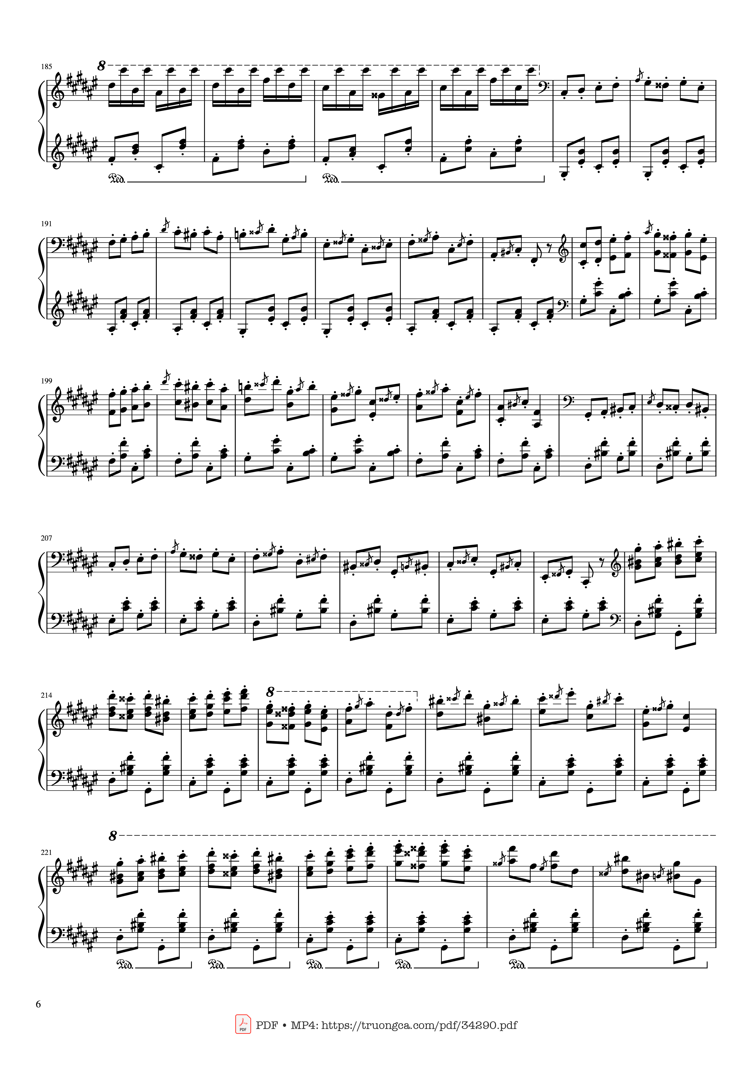 Page 6 of the piano sheet music PDF Piano – Hungarian Rhapsody No. 2 Friska Piano by Franz Liszt