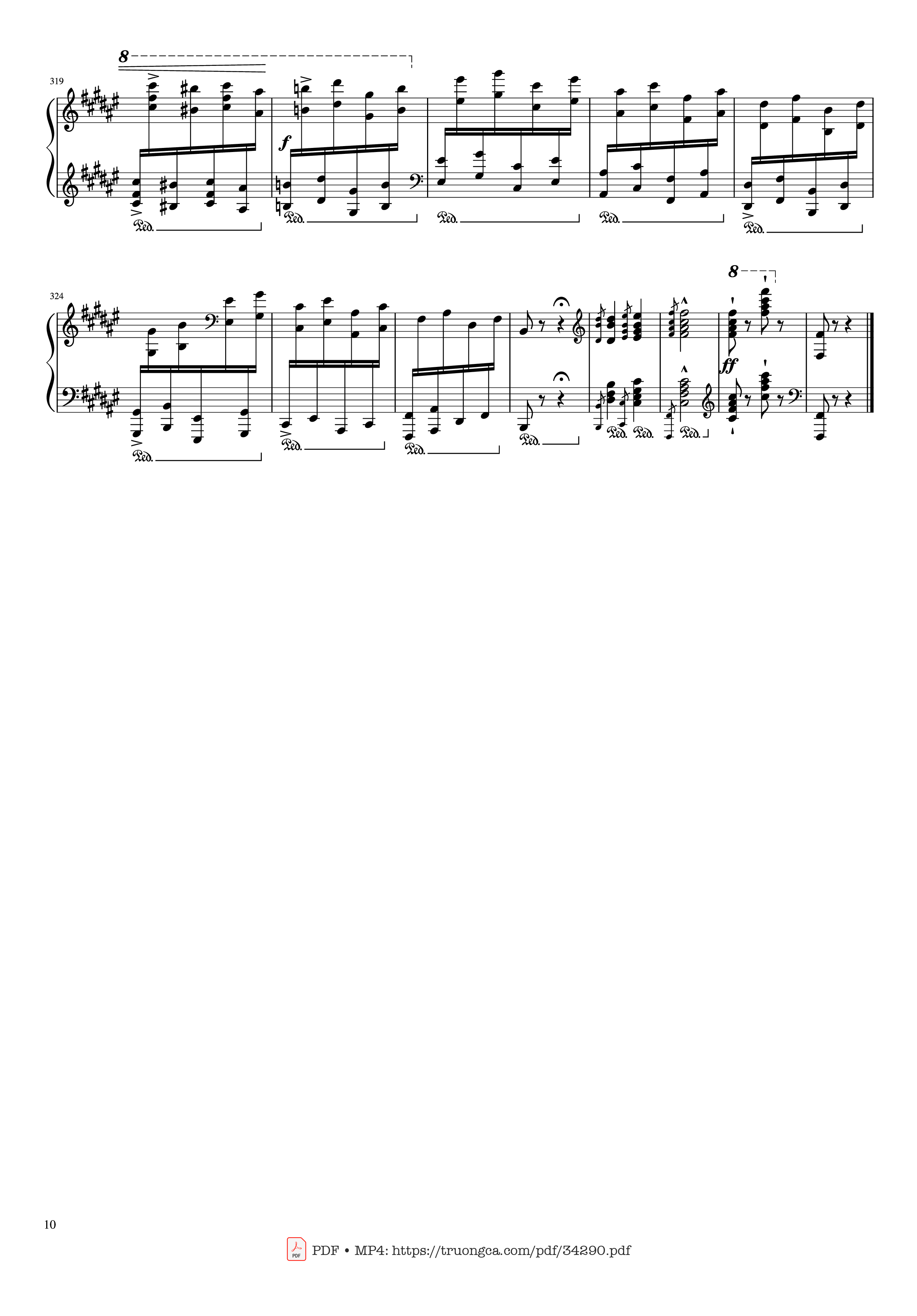 Page 10 of the piano sheet music PDF Piano – Hungarian Rhapsody No. 2 Friska Piano by Franz Liszt