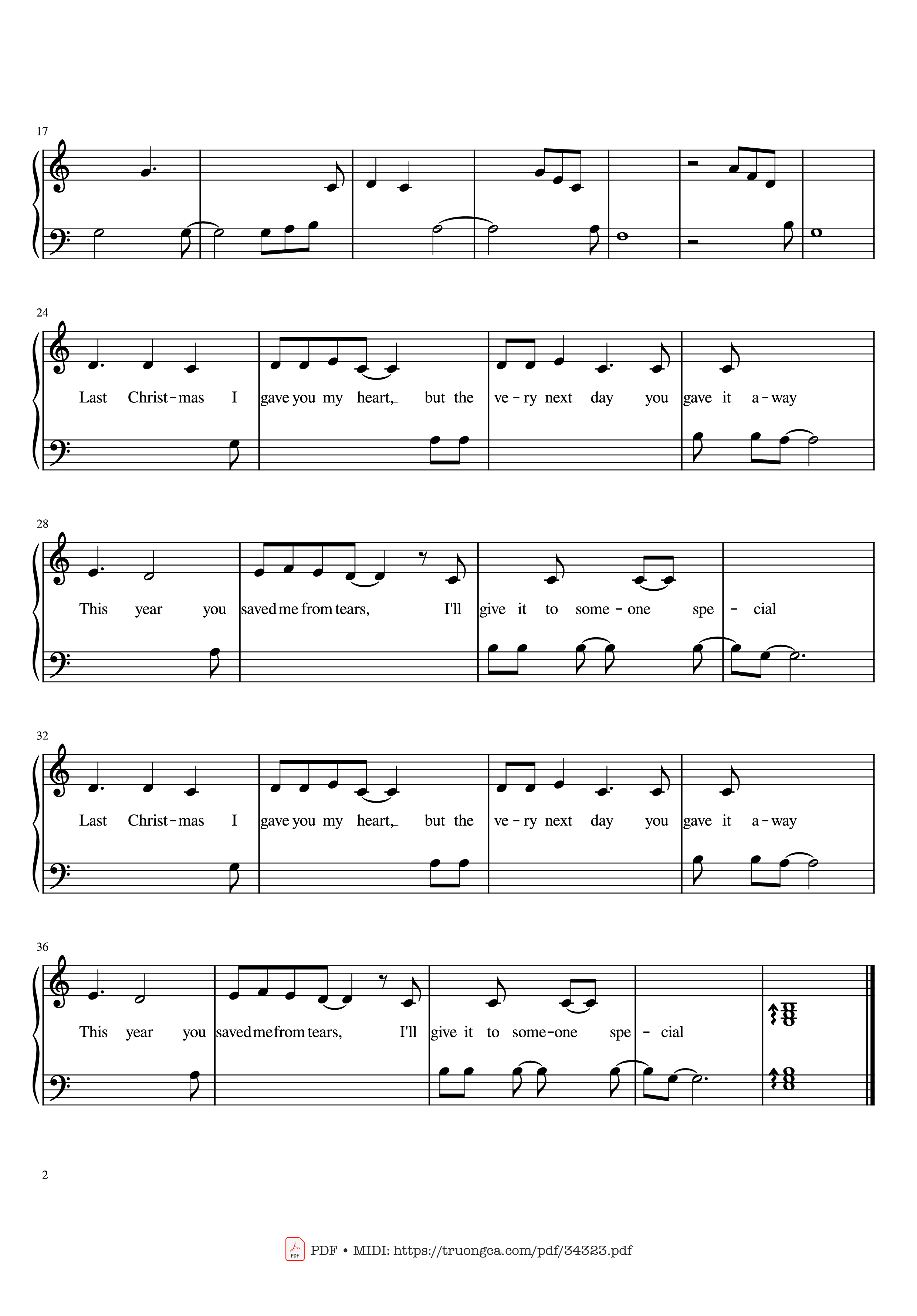 Page 2 of the piano sheet music PDF Piano – Last Christmas Piano by George Michael