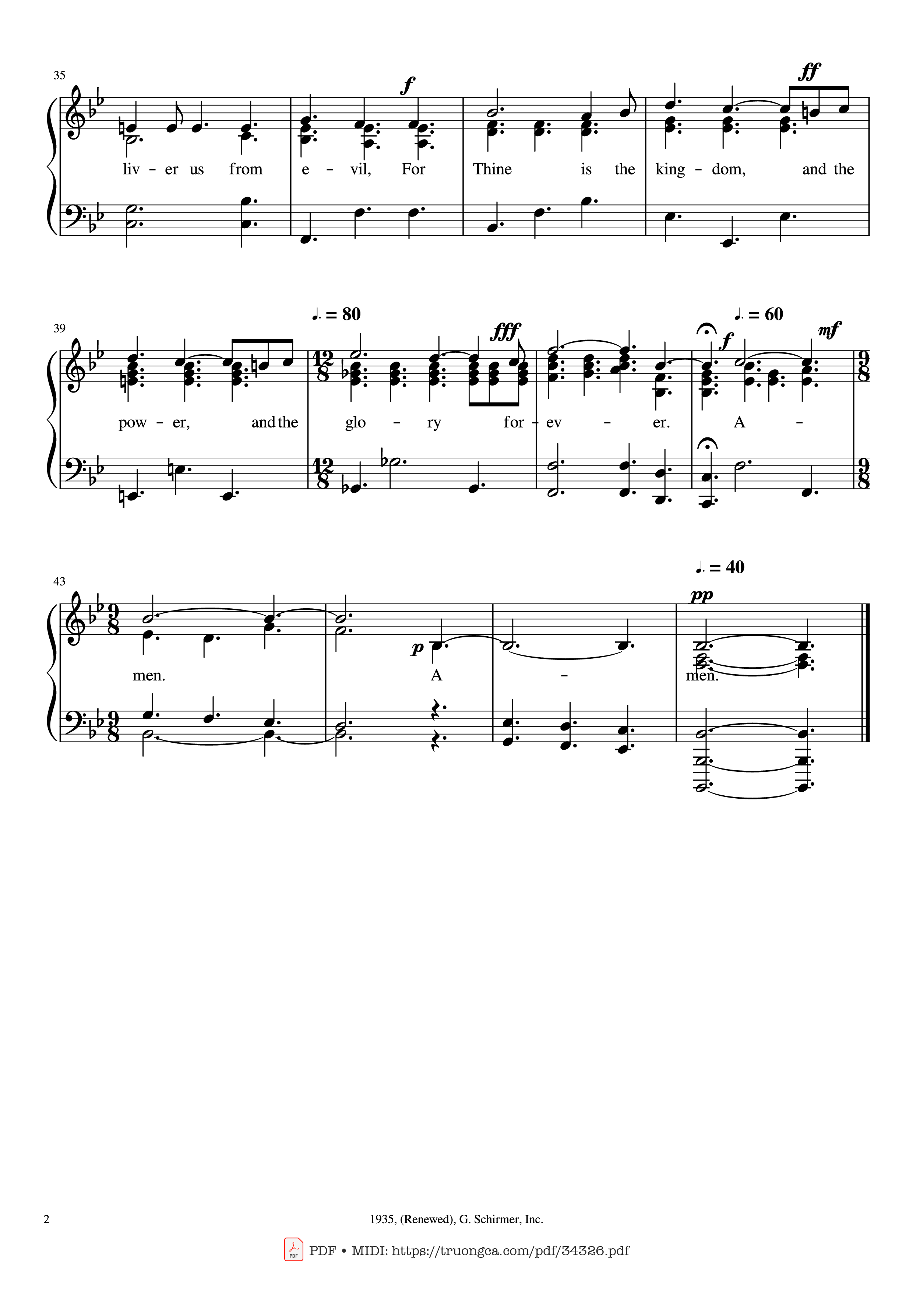Page 2 of the piano sheet music PDF Piano – The Lord