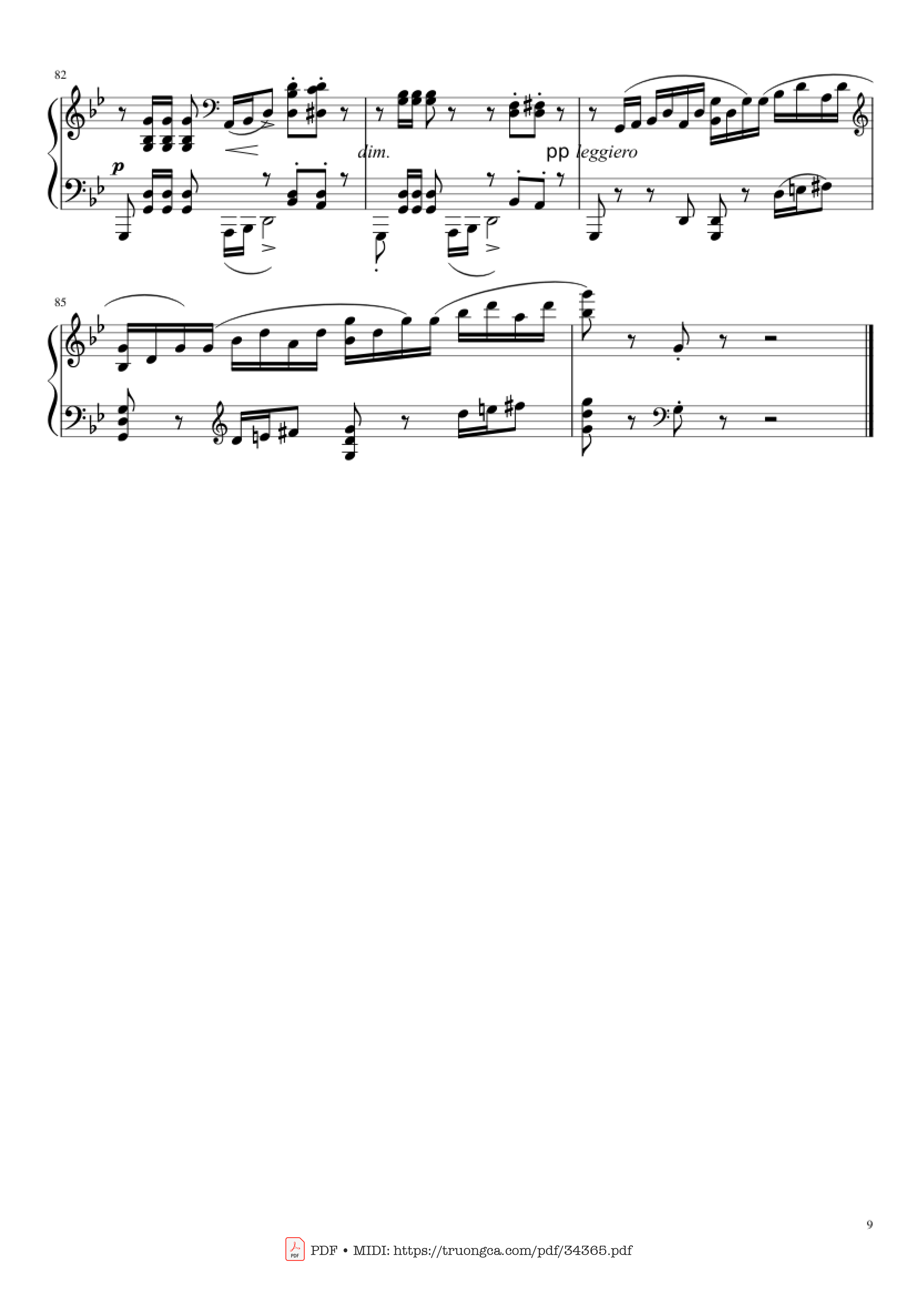 Page 9 of the piano sheet music PDF Piano – Prélude in G Minor Piano by Sergei Vasilievich Rachmaninoff (1873 - 1943