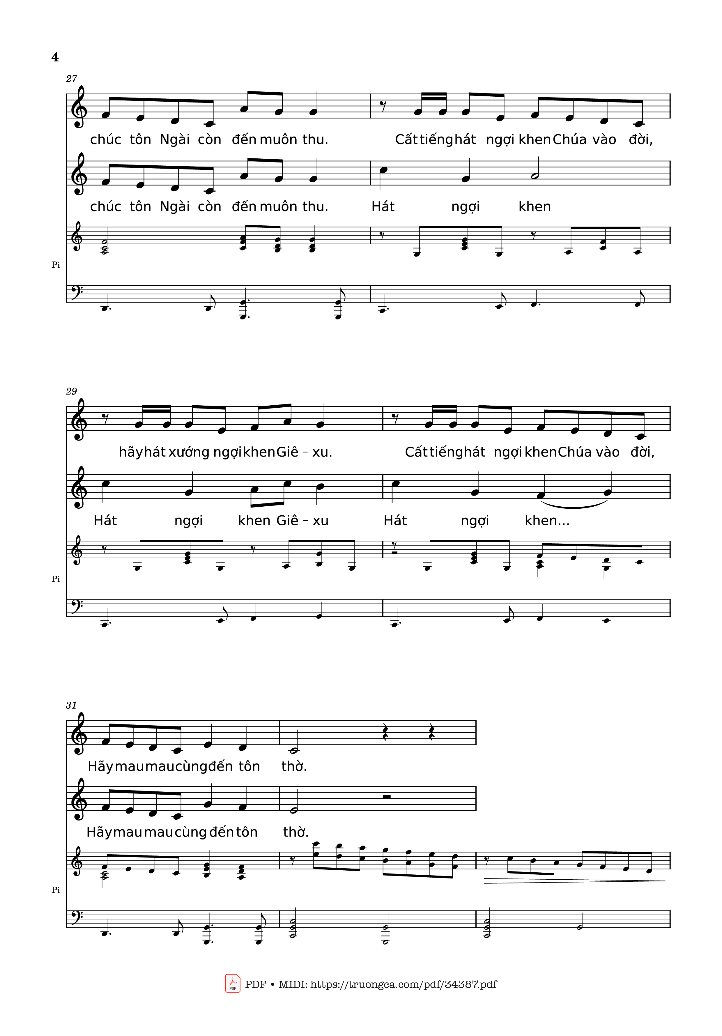 Page 4 of the piano sheet music PDF – NGỢI KHEN CHÚA VÀO ĐỜI Piano by Nhạc: JOSHEPH M. MARTIN