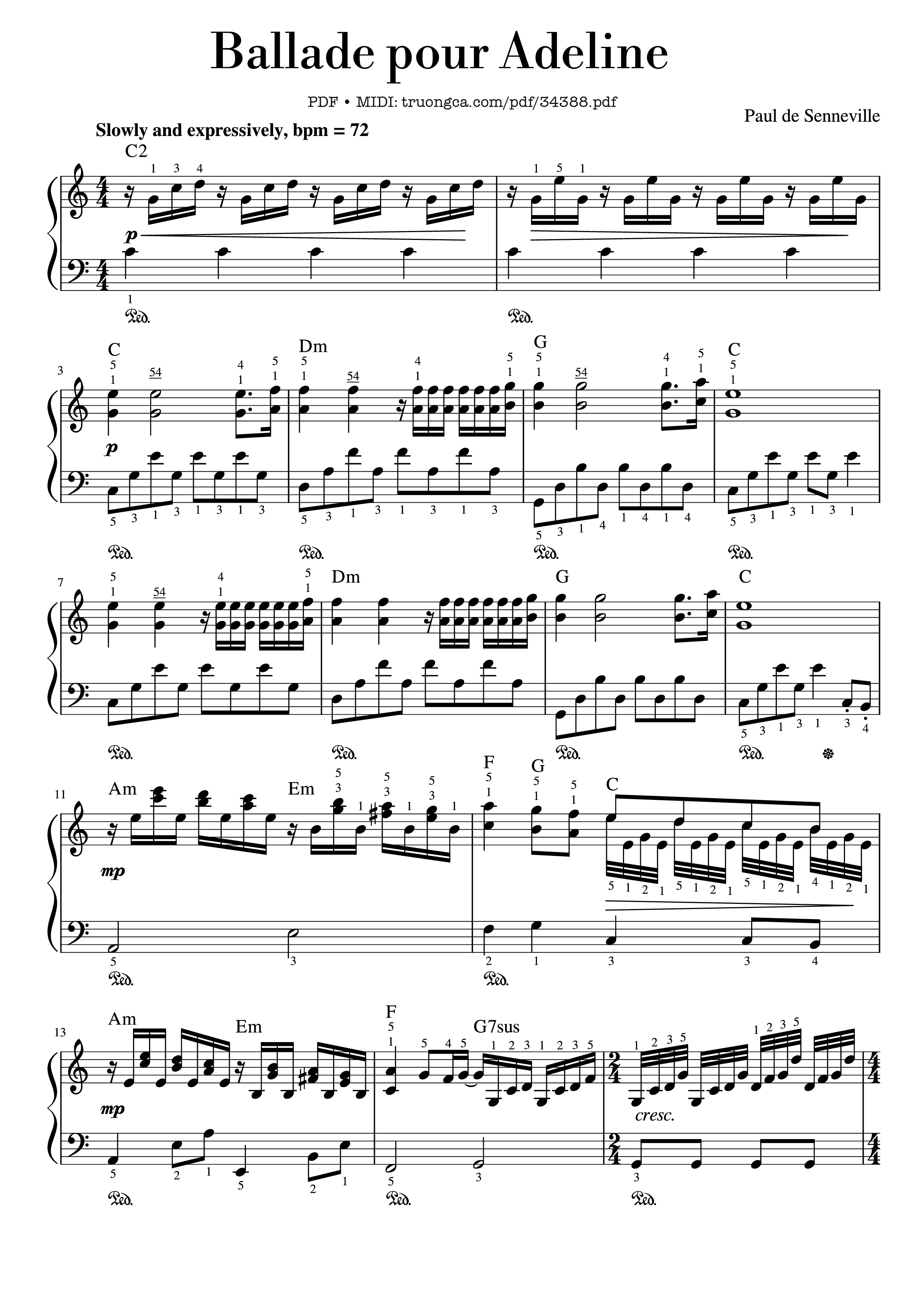Page 1 of the piano sheet music PDF Piano – Ballade pour Adeline Piano by Paul de Senneville