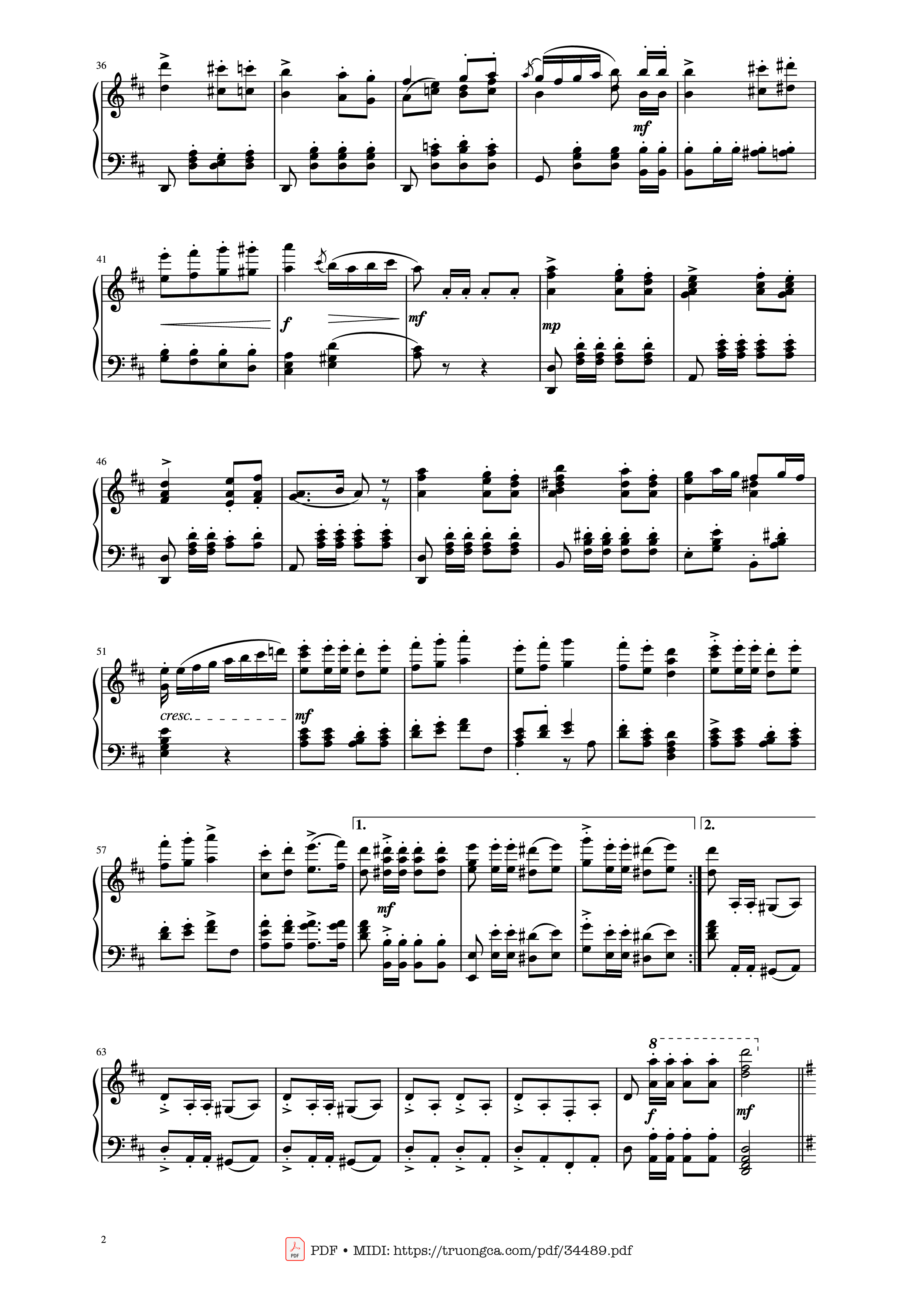 Page 2 of the piano sheet music PDF Piano – March Militaire Piano by Franz Shubert