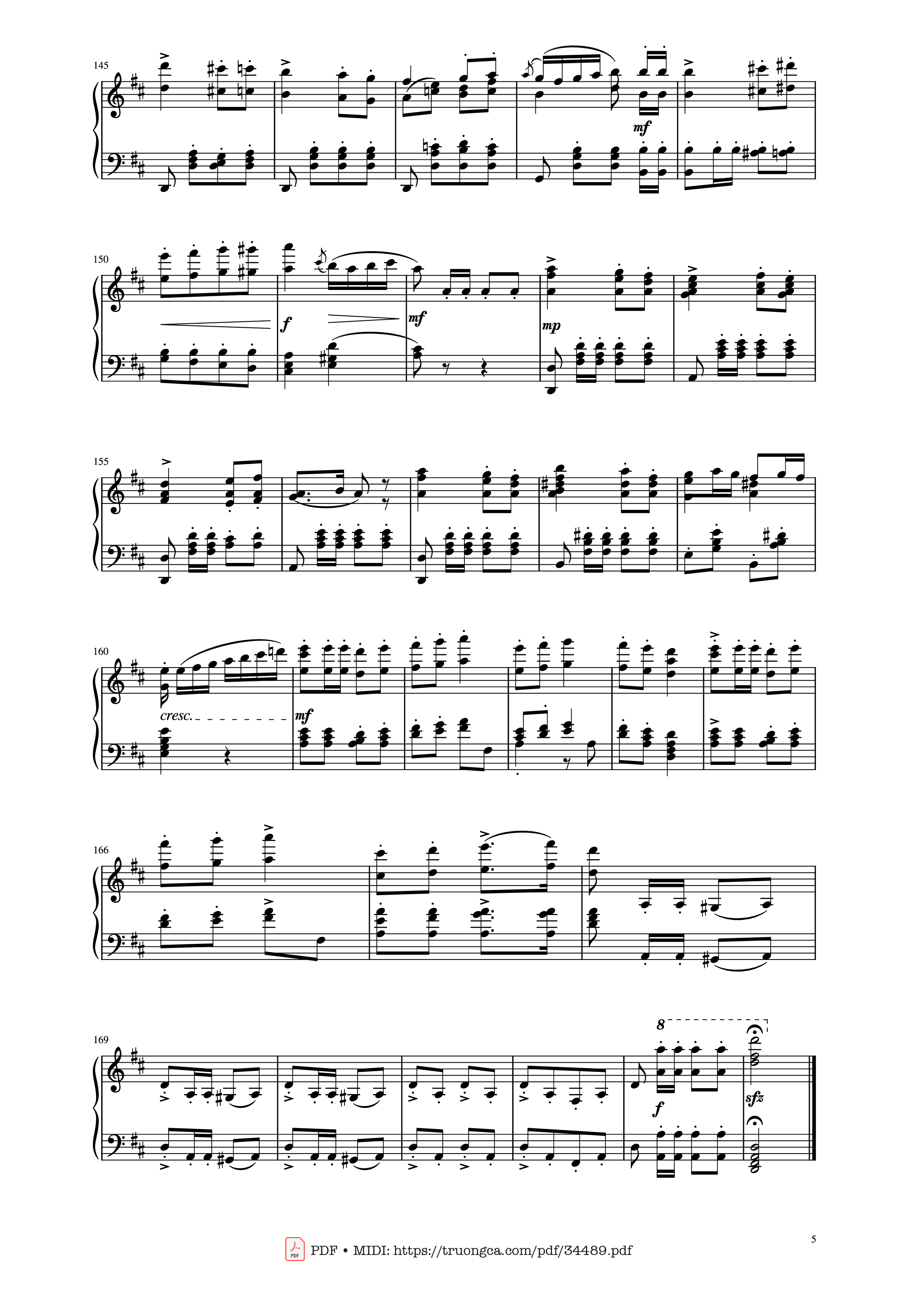 Page 5 of the piano sheet music PDF Piano – March Militaire Piano by Franz Shubert
