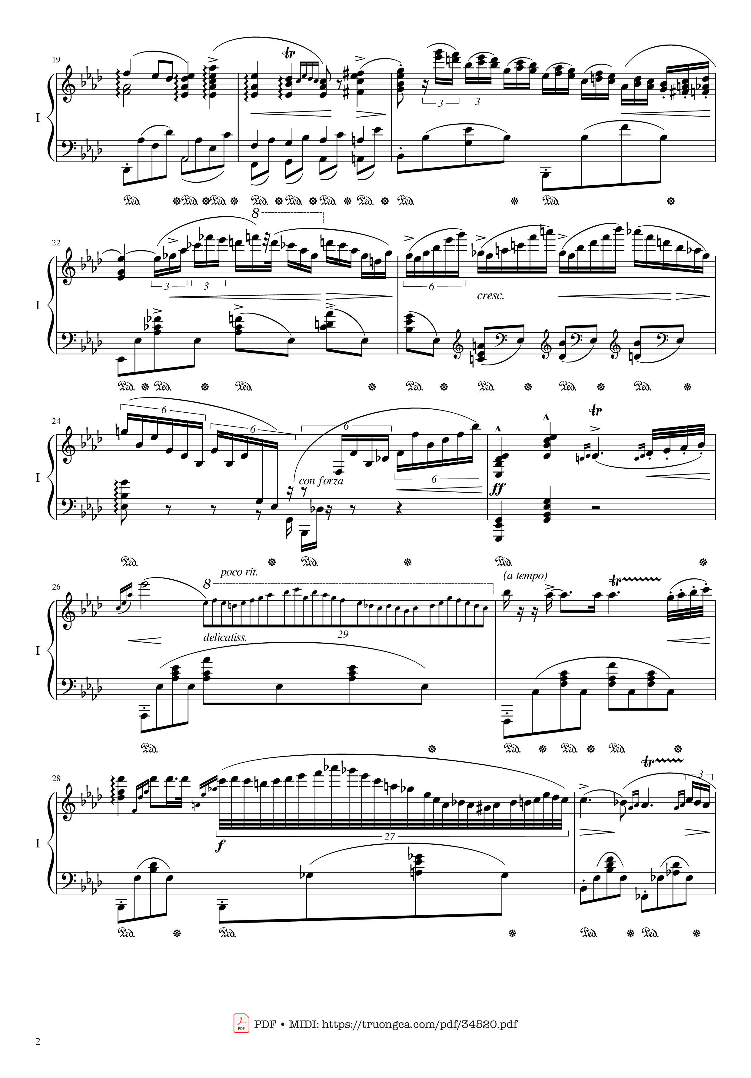 Page 2 of the piano sheet music PDF Piano – Chopin Concerto No.2, Op.21, Larghetto by Frédéric Chopin