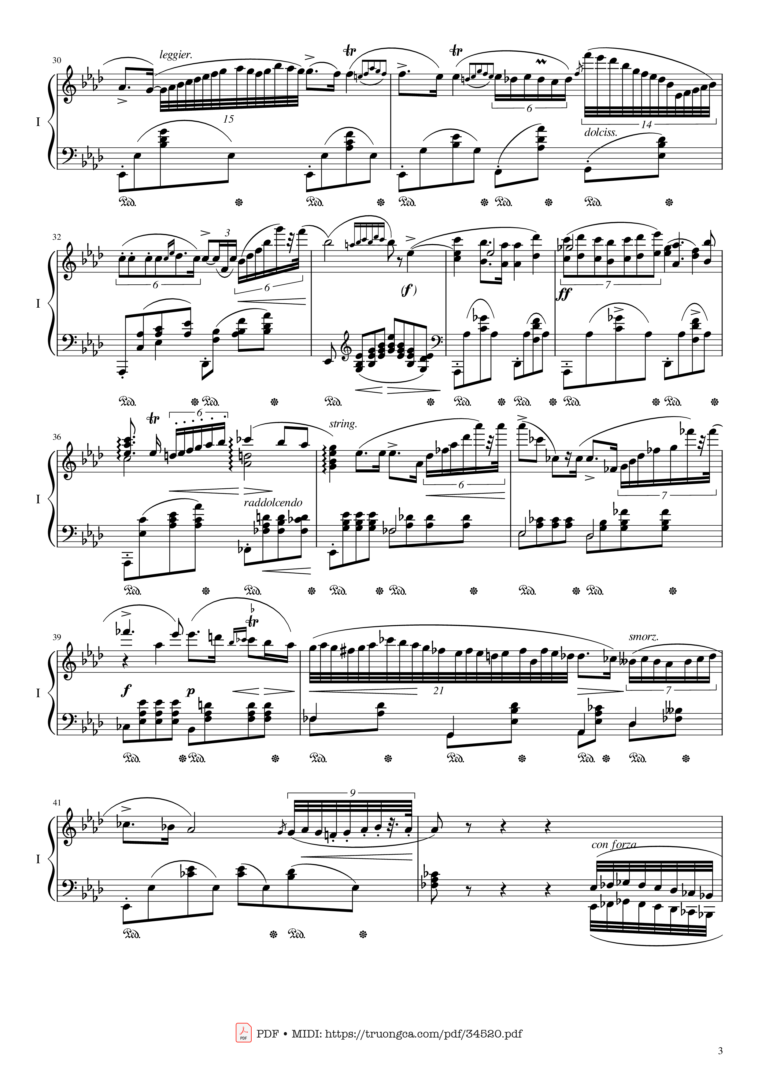 Page 3 of the piano sheet music PDF Piano – Chopin Concerto No.2, Op.21, Larghetto by Frédéric Chopin