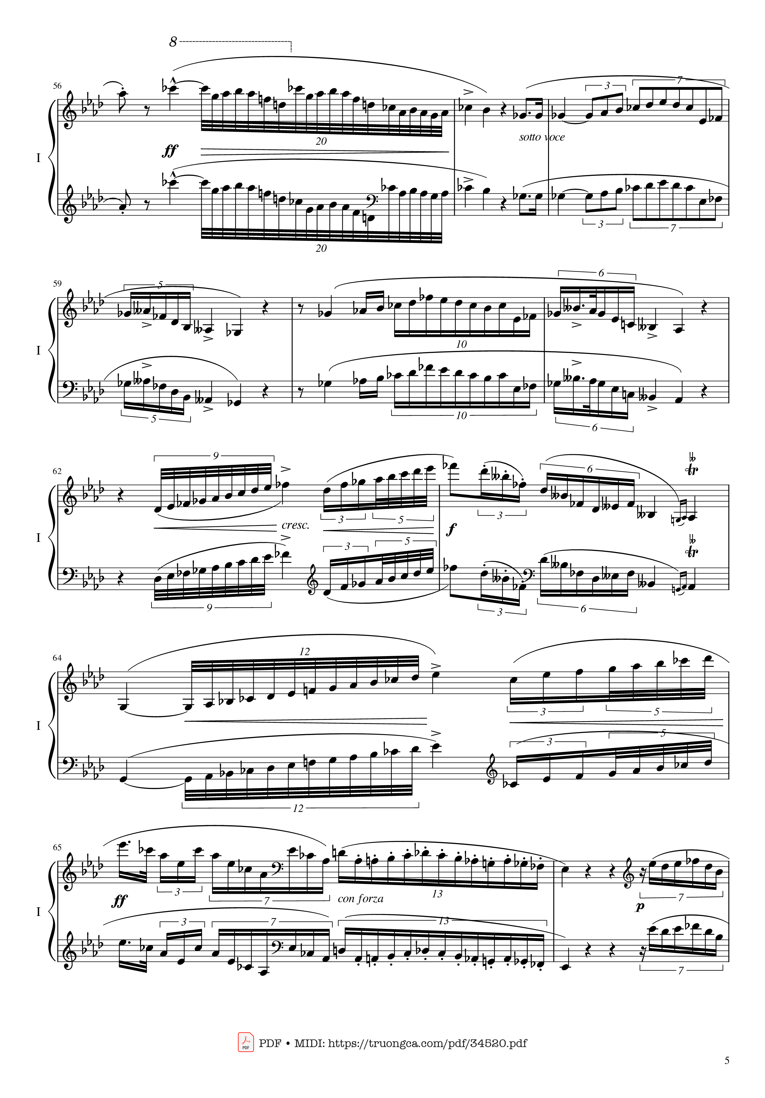 Page 5 of the piano sheet music PDF Piano – Chopin Concerto No.2, Op.21, Larghetto by Frédéric Chopin