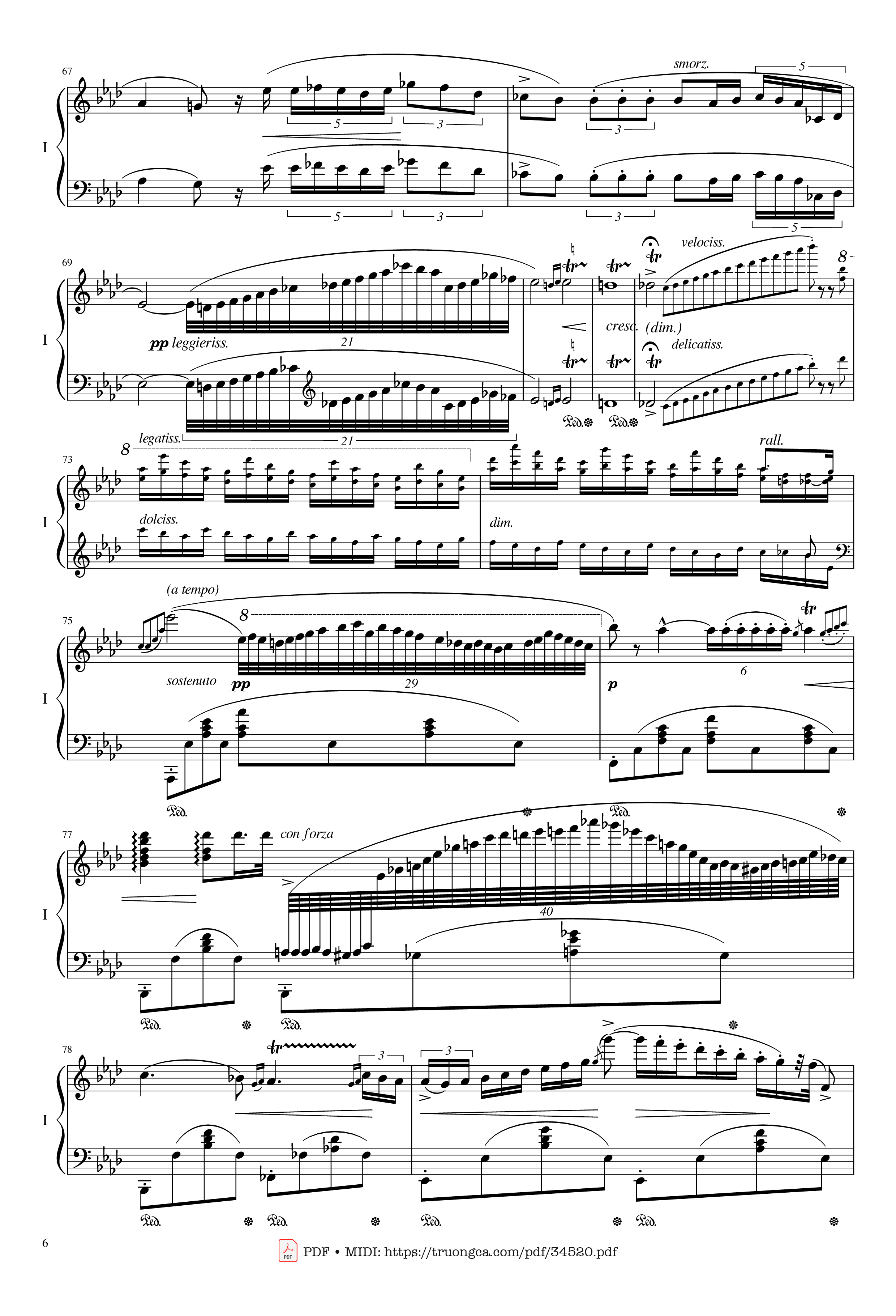 Page 6 of the piano sheet music PDF Piano – Chopin Concerto No.2, Op.21, Larghetto by Frédéric Chopin