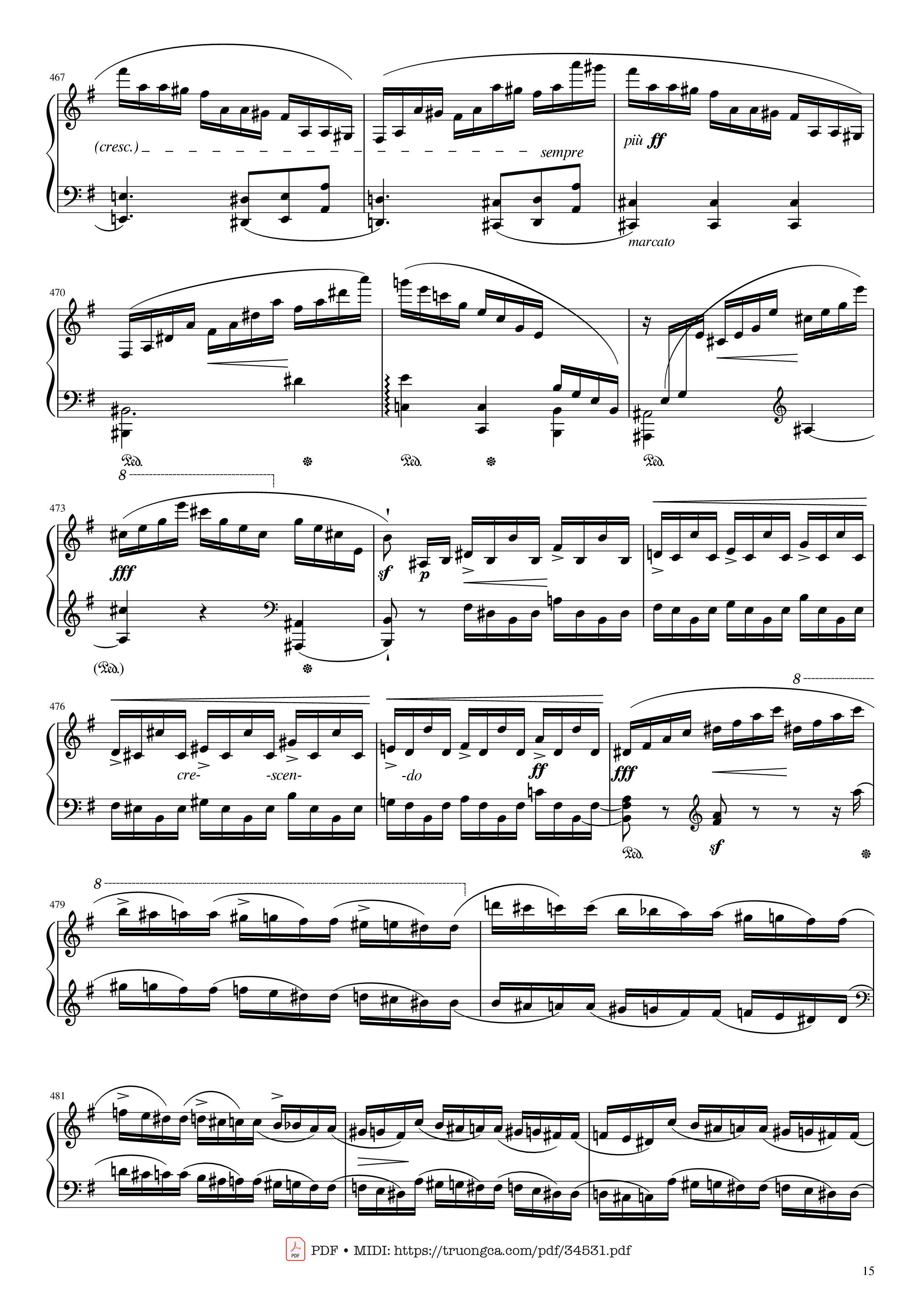 Page 15 of the piano sheet music PDF Piano – Chopin Concerto No.1, Op.11, Allegro Maestoso Piano by Frédéric Chopin