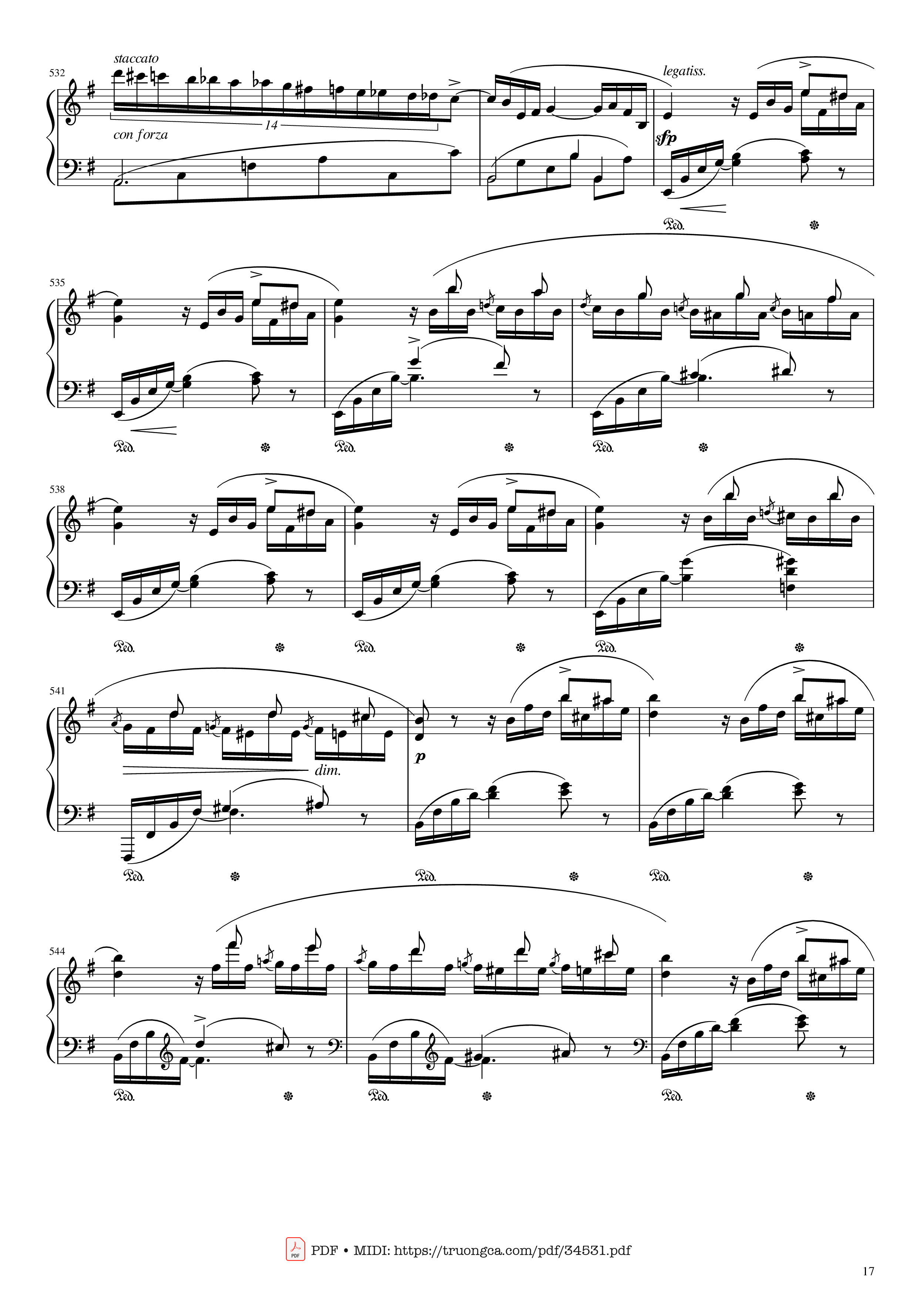 Page 17 of the piano sheet music PDF Piano – Chopin Concerto No.1, Op.11, Allegro Maestoso Piano by Frédéric Chopin