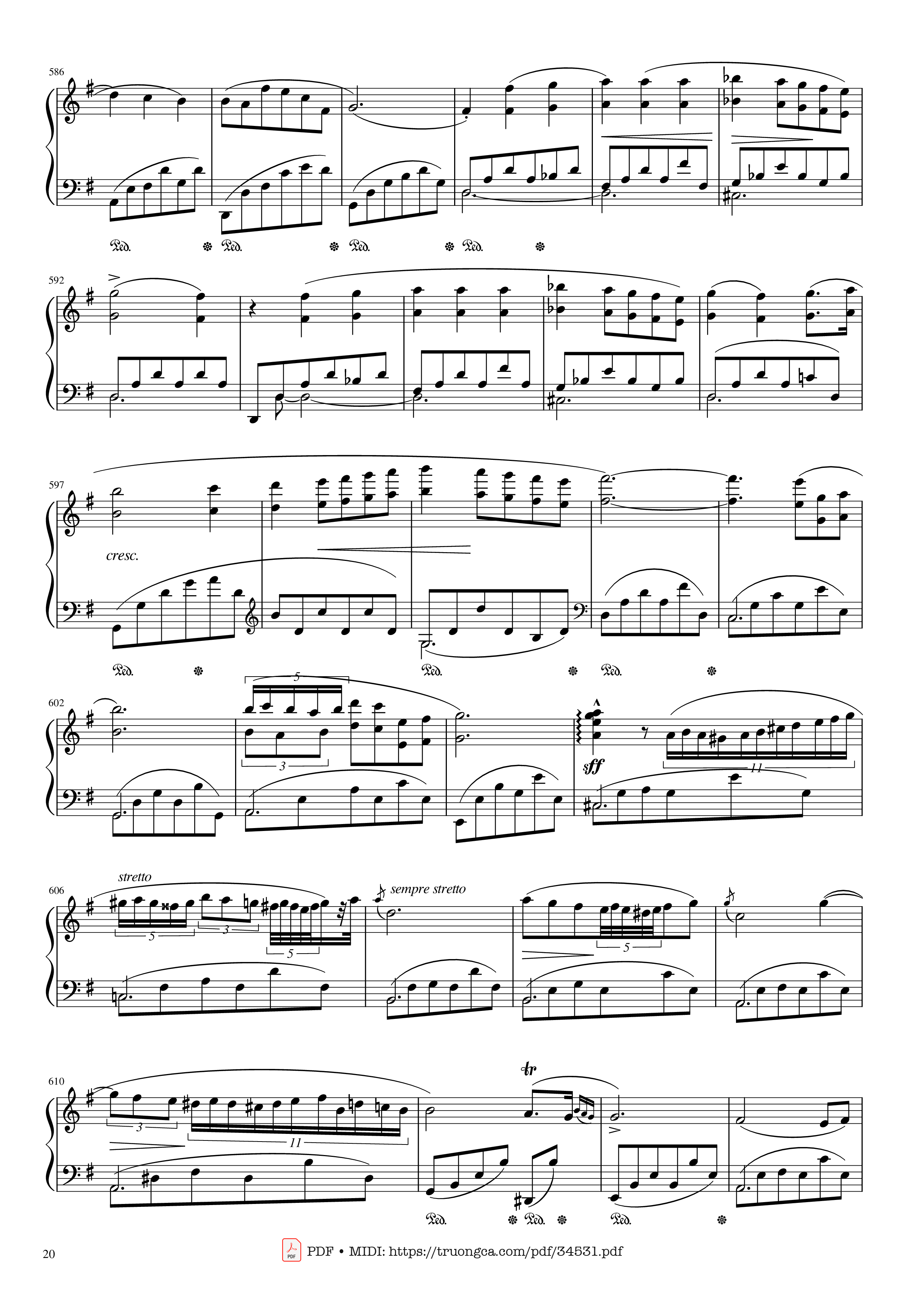 Page 20 of the piano sheet music PDF Piano – Chopin Concerto No.1, Op.11, Allegro Maestoso Piano by Frédéric Chopin
