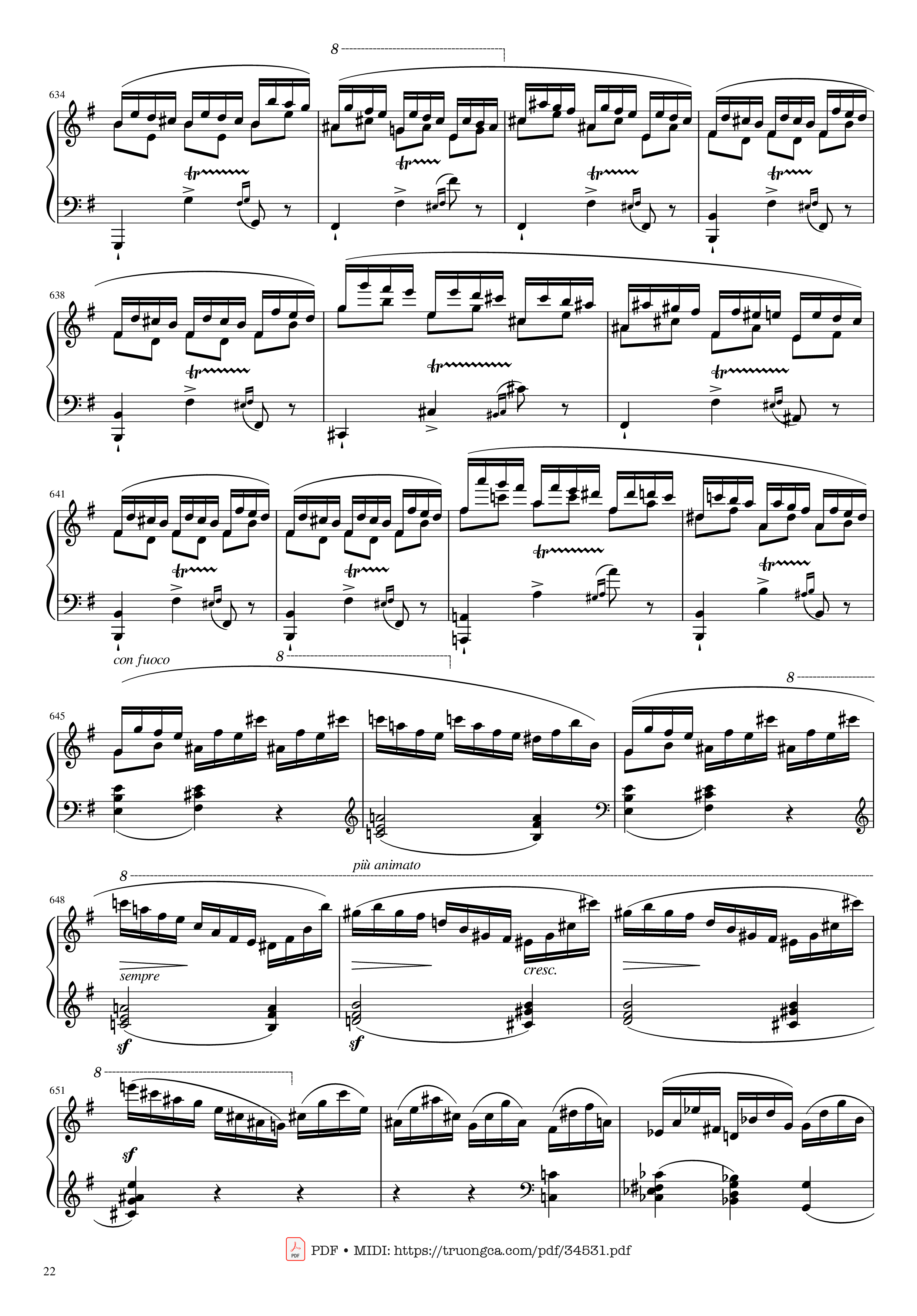 Page 22 of the piano sheet music PDF Piano – Chopin Concerto No.1, Op.11, Allegro Maestoso Piano by Frédéric Chopin