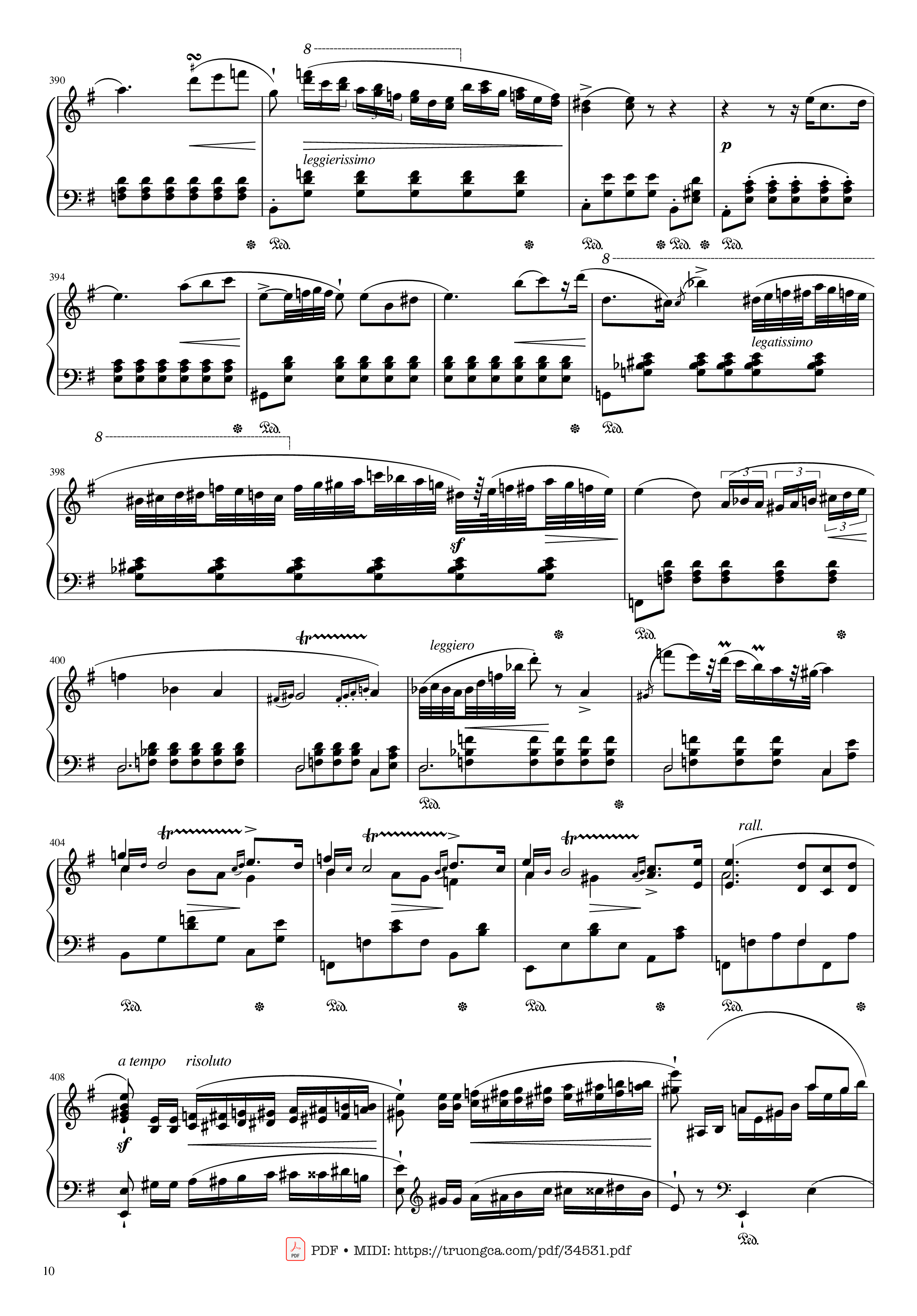 Page 10 of the piano sheet music PDF Piano – Chopin Concerto No.1, Op.11, Allegro Maestoso Piano by Frédéric Chopin