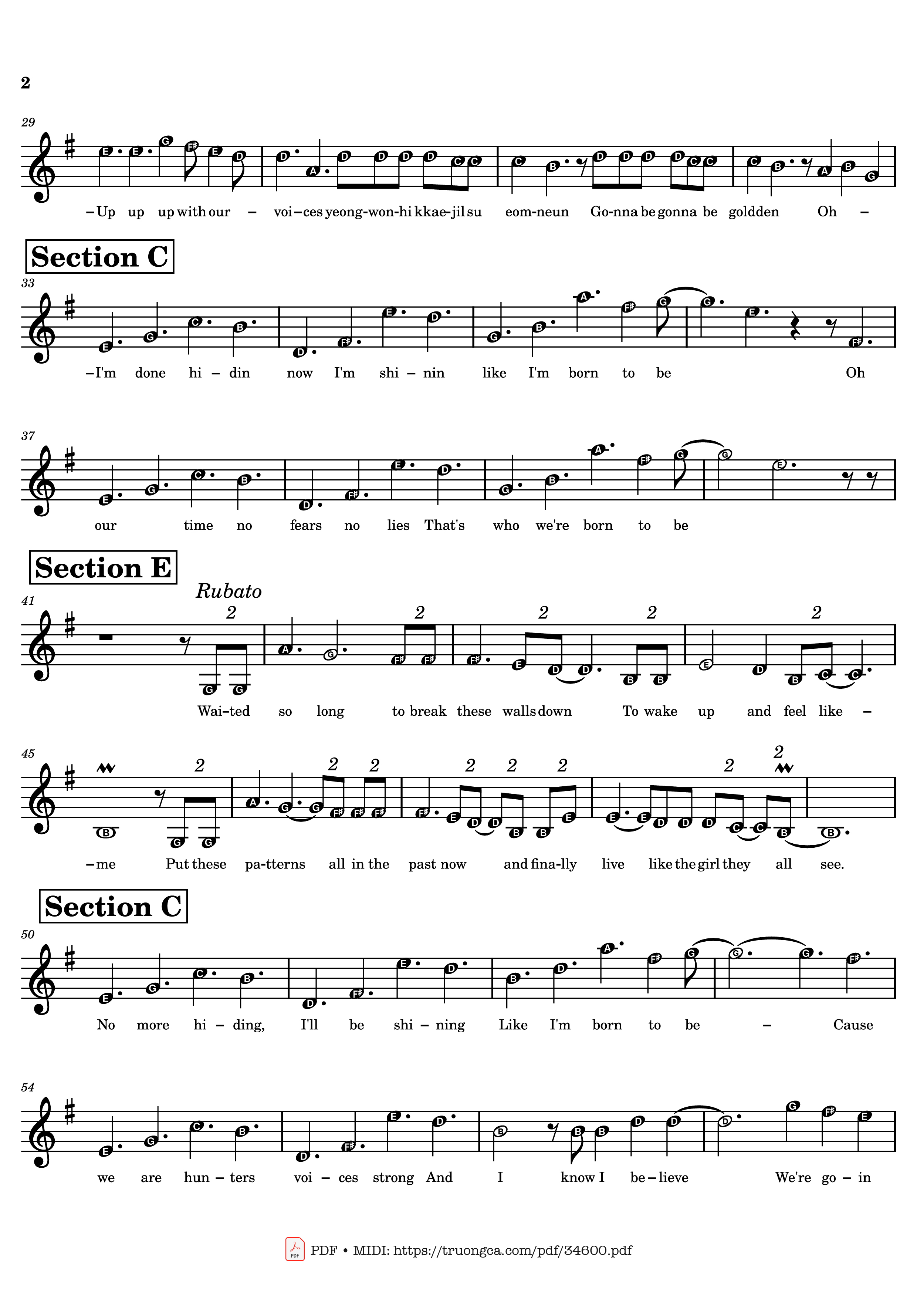 Page 2 of the piano sheet music PDF Piano – Golden KPop Demon Hunters Melody Piano by HUNTR