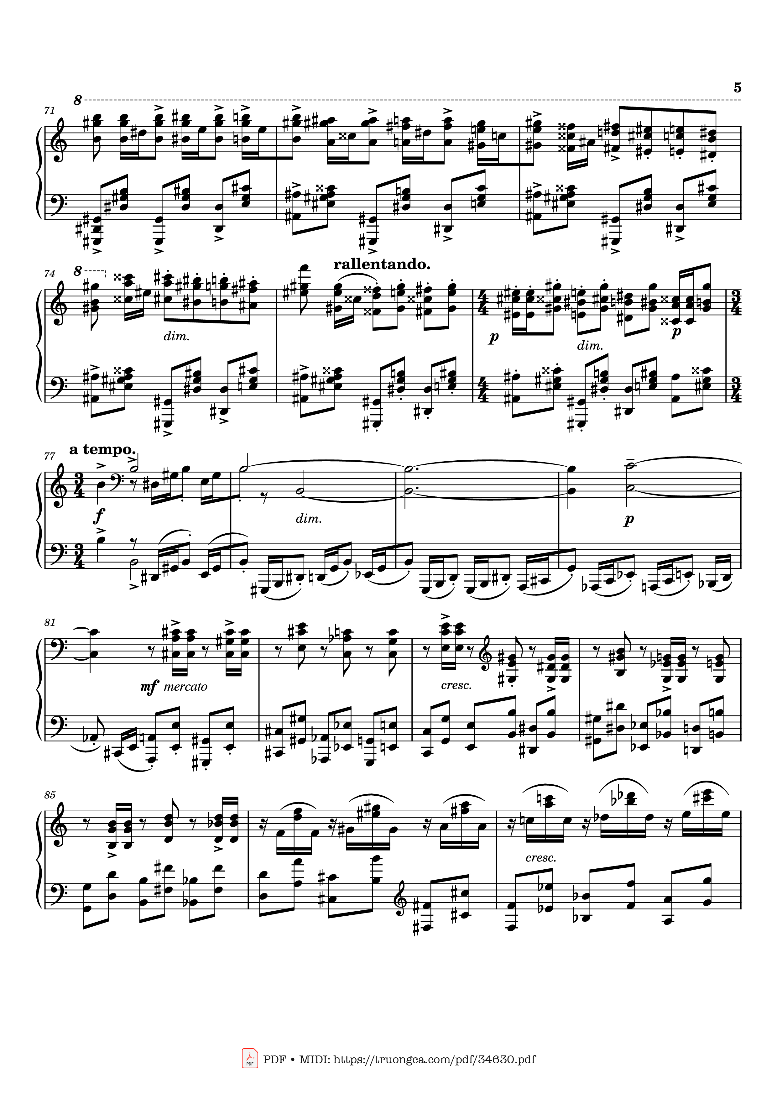 Page 5 of the piano sheet music PDF Piano – Rachmaninov Etude Tableau op. 39 no. 6 Piano by Sergei Rachmaninoff