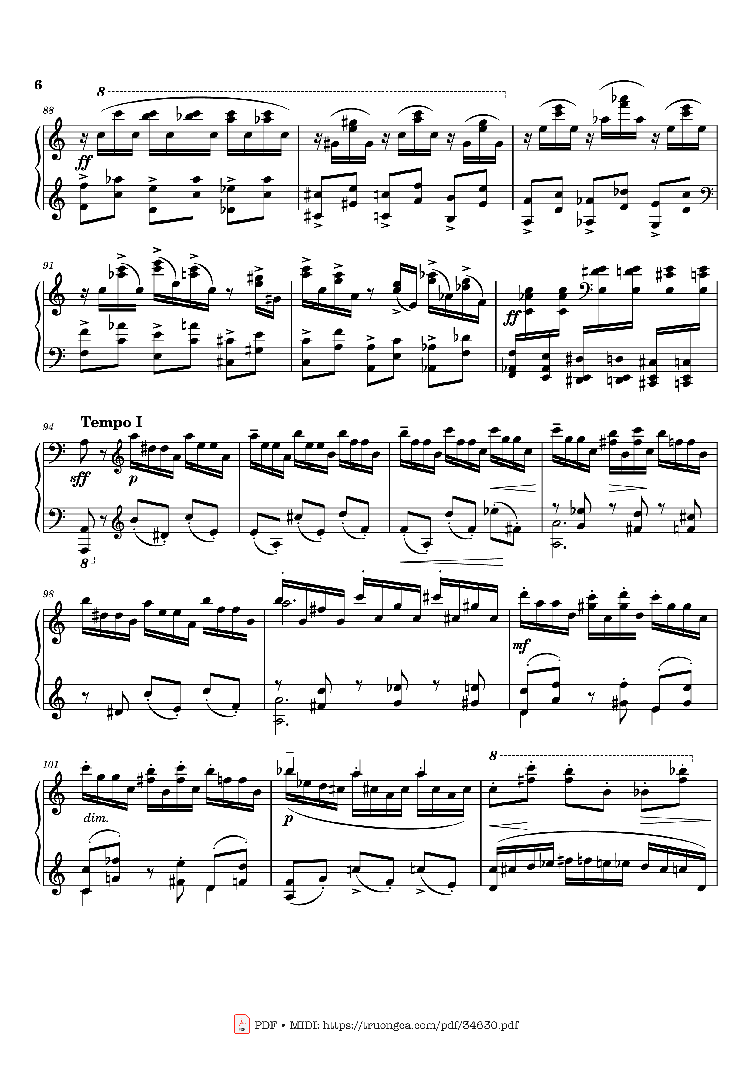 Page 6 of the piano sheet music PDF Piano – Rachmaninov Etude Tableau op. 39 no. 6 Piano by Sergei Rachmaninoff