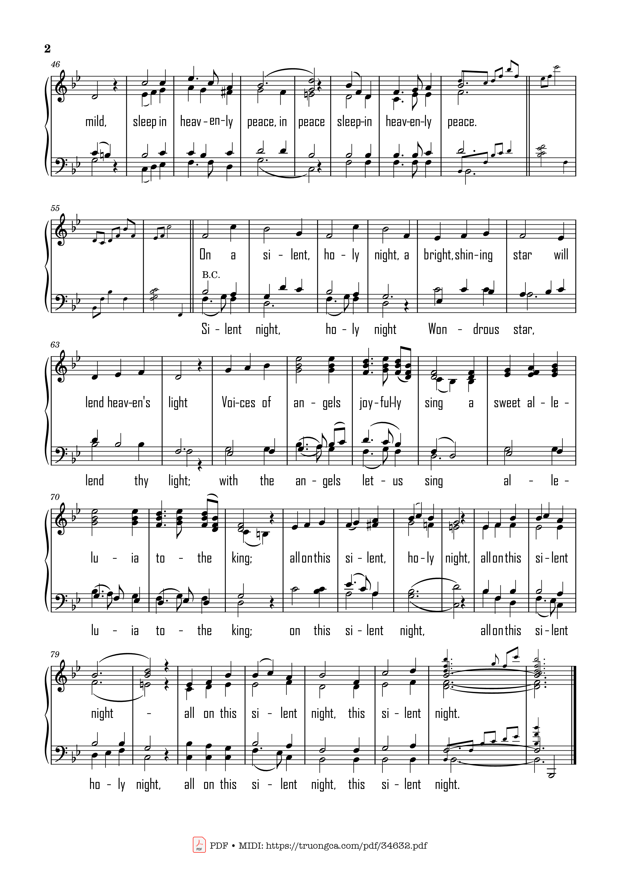 Page 2 of the piano sheet music PDF – All On a Silent Night Piano by Becki Slagle Mayo