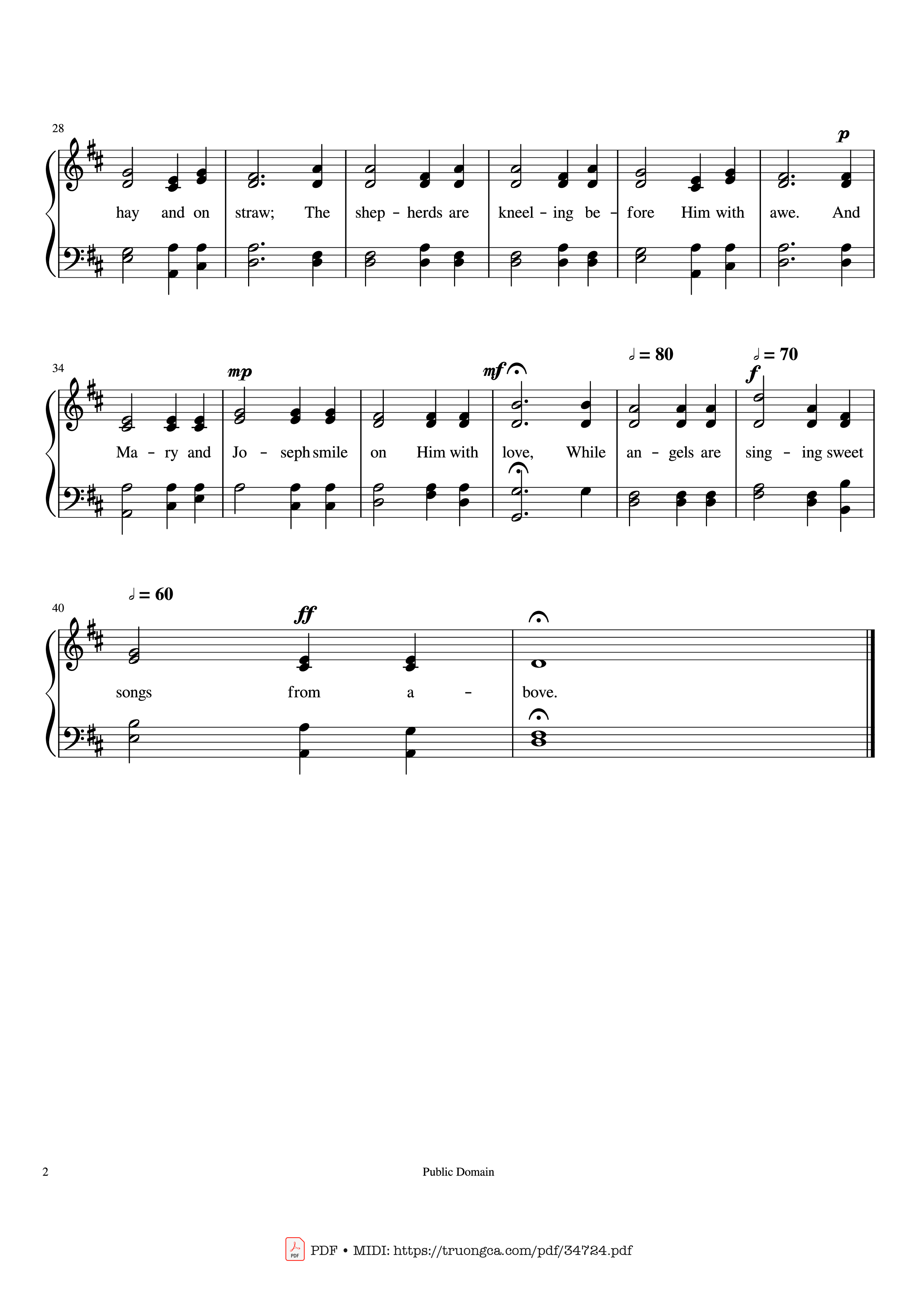 Page 2 of the piano sheet music PDF – O Come, Little Children Piano by Johann A.P. Schulz