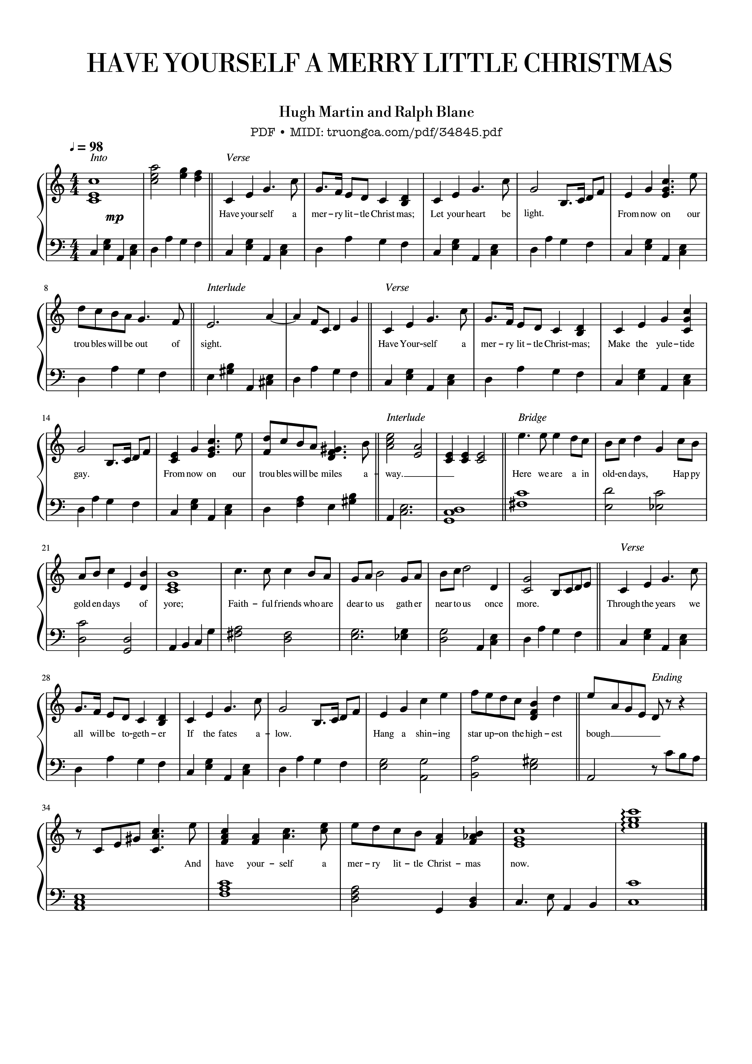 Page 1 of the piano sheet music PDF Piano – Have Yourself A Merry Little Christmas Piano by Hugh Martin and Ralph Blane
