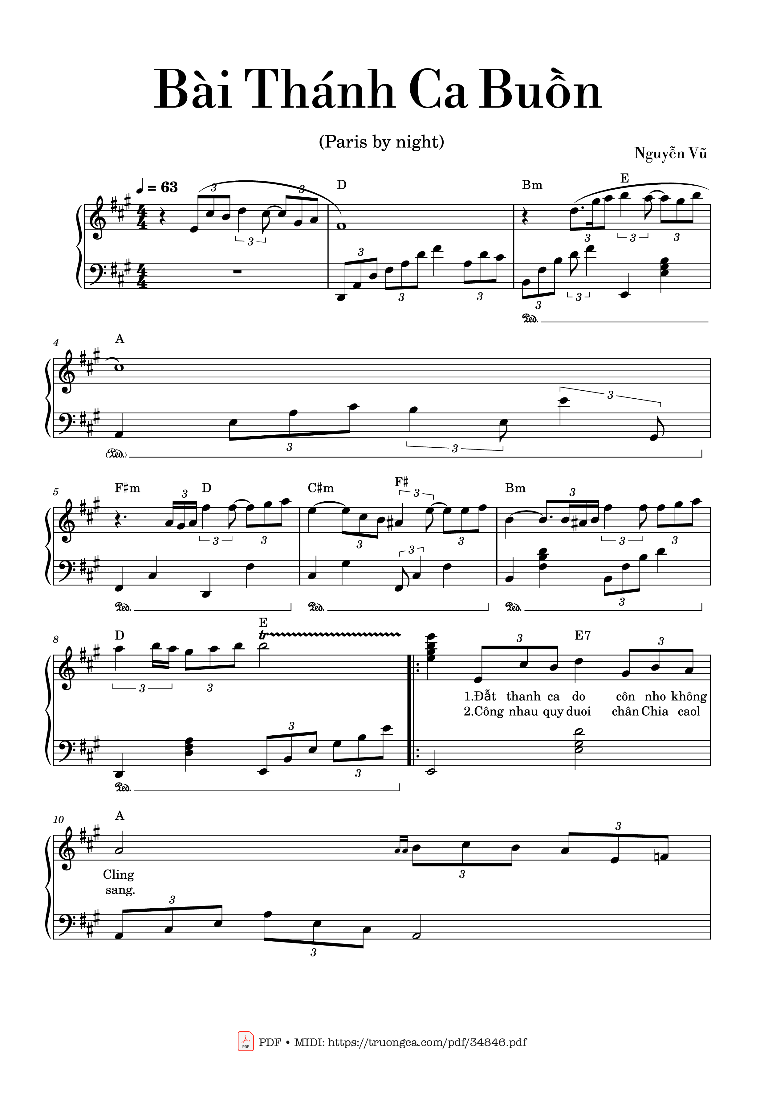 Page 1 of the piano sheet music PDF Piano – Bài Thánh Ca Buồn Piano by Nguyễn Vũ