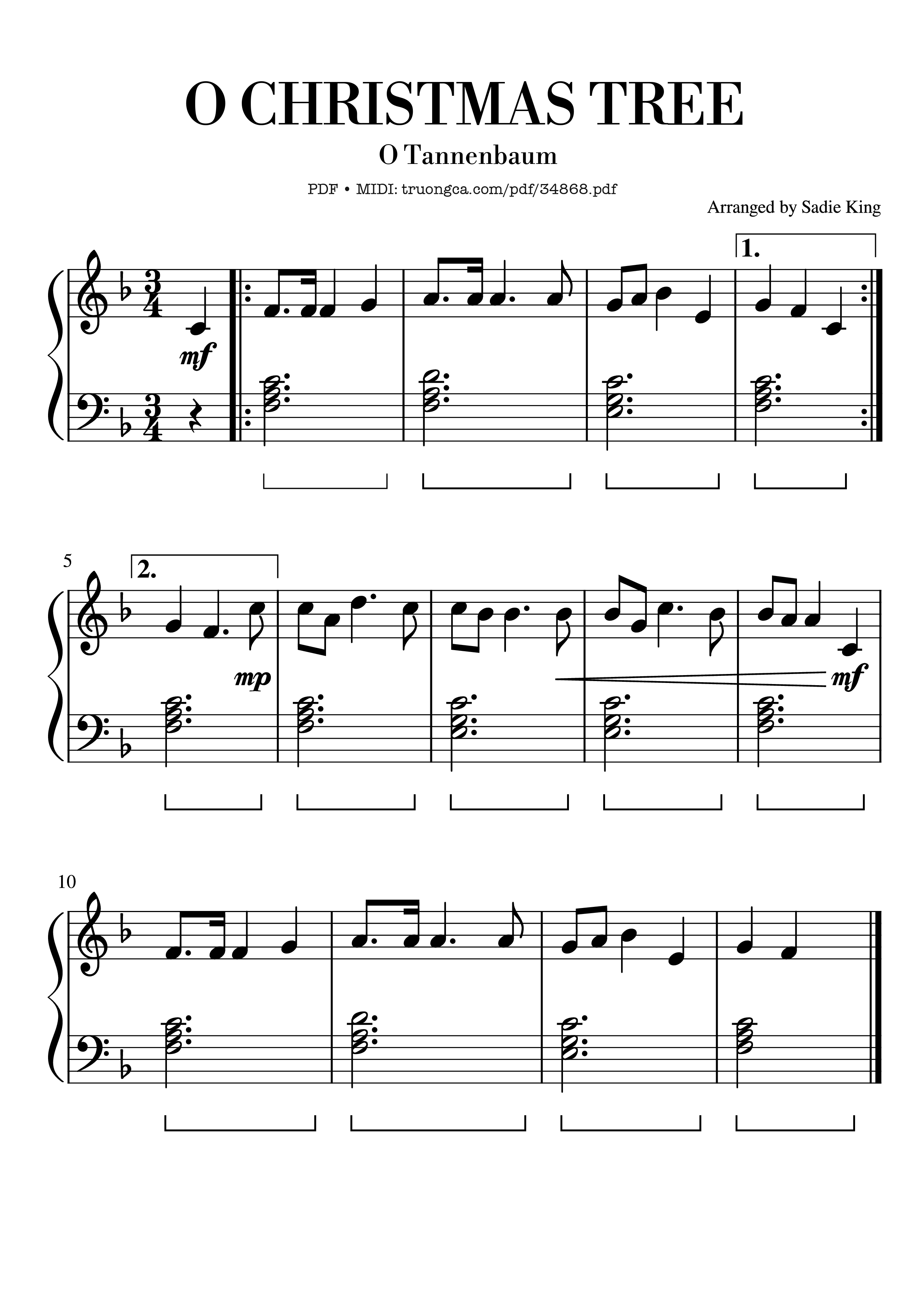Page 1 of the piano sheet music PDF Piano – O Christmas Tree Piano Easy by Ernst Anschutz