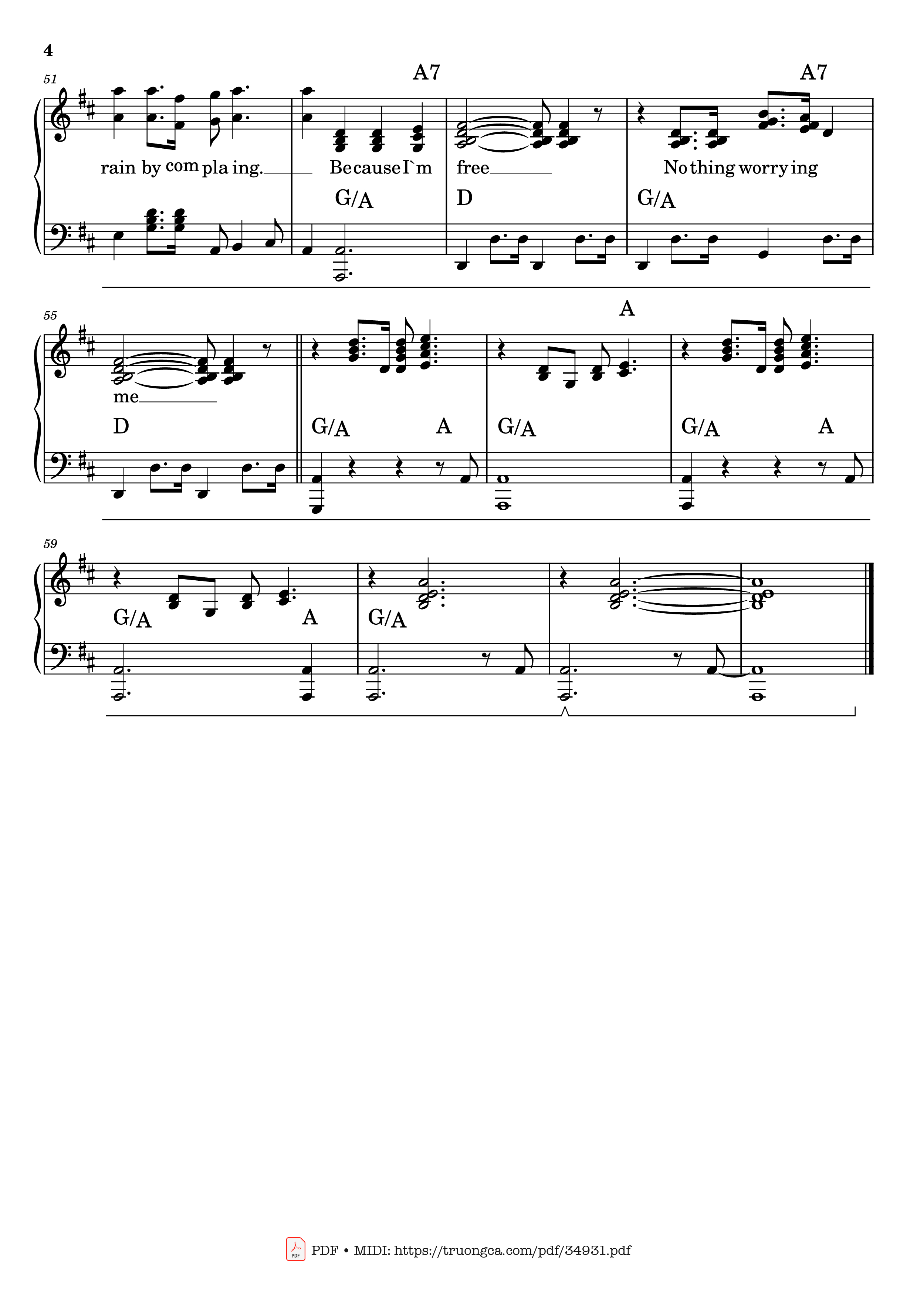 Page 4 of the piano sheet music PDF – Raindrops keep falling on my head Piano by Burt Bacharach