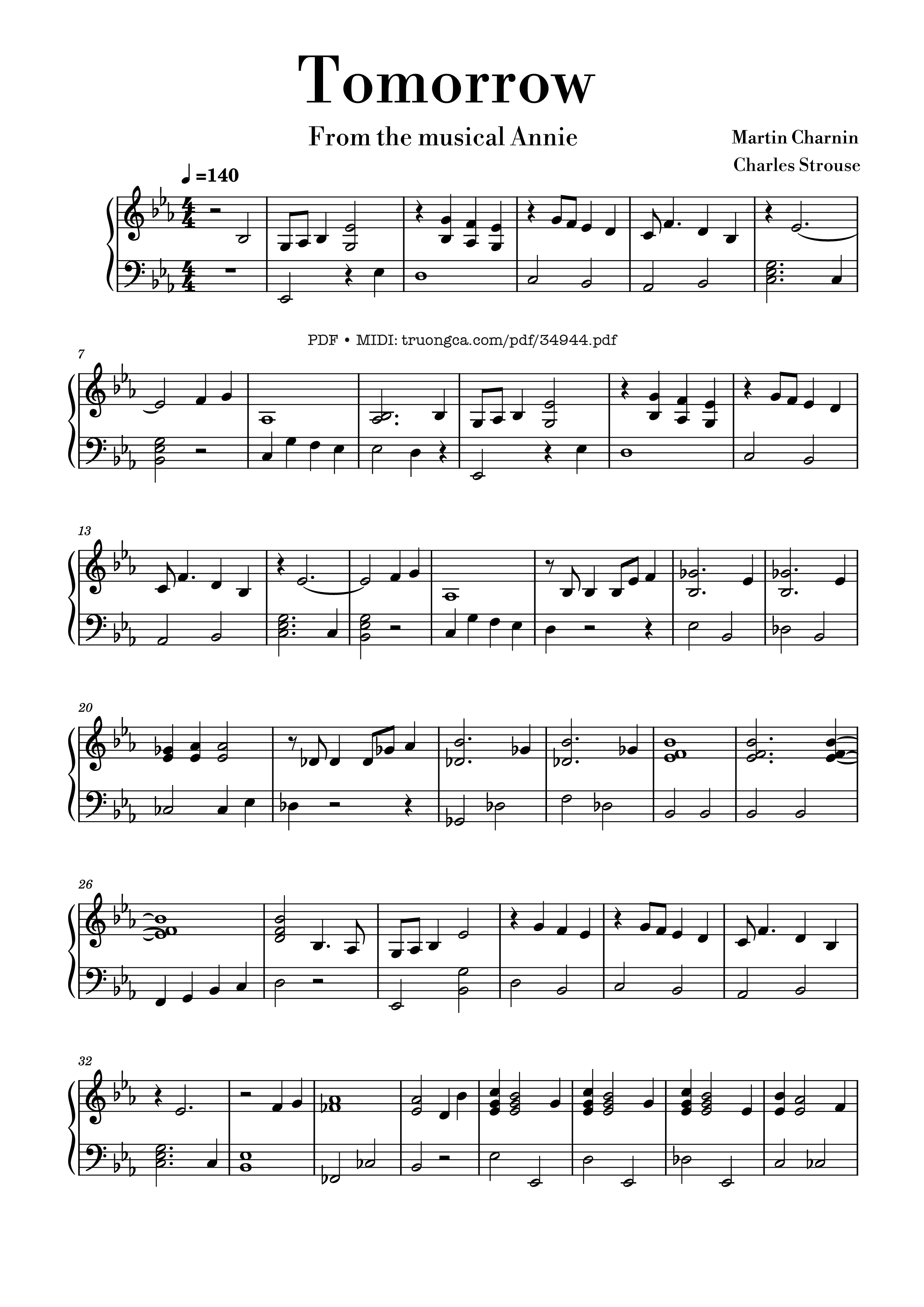 Page 1 of the piano sheet music PDF Piano – Tomorrow Piano EASY by Annie