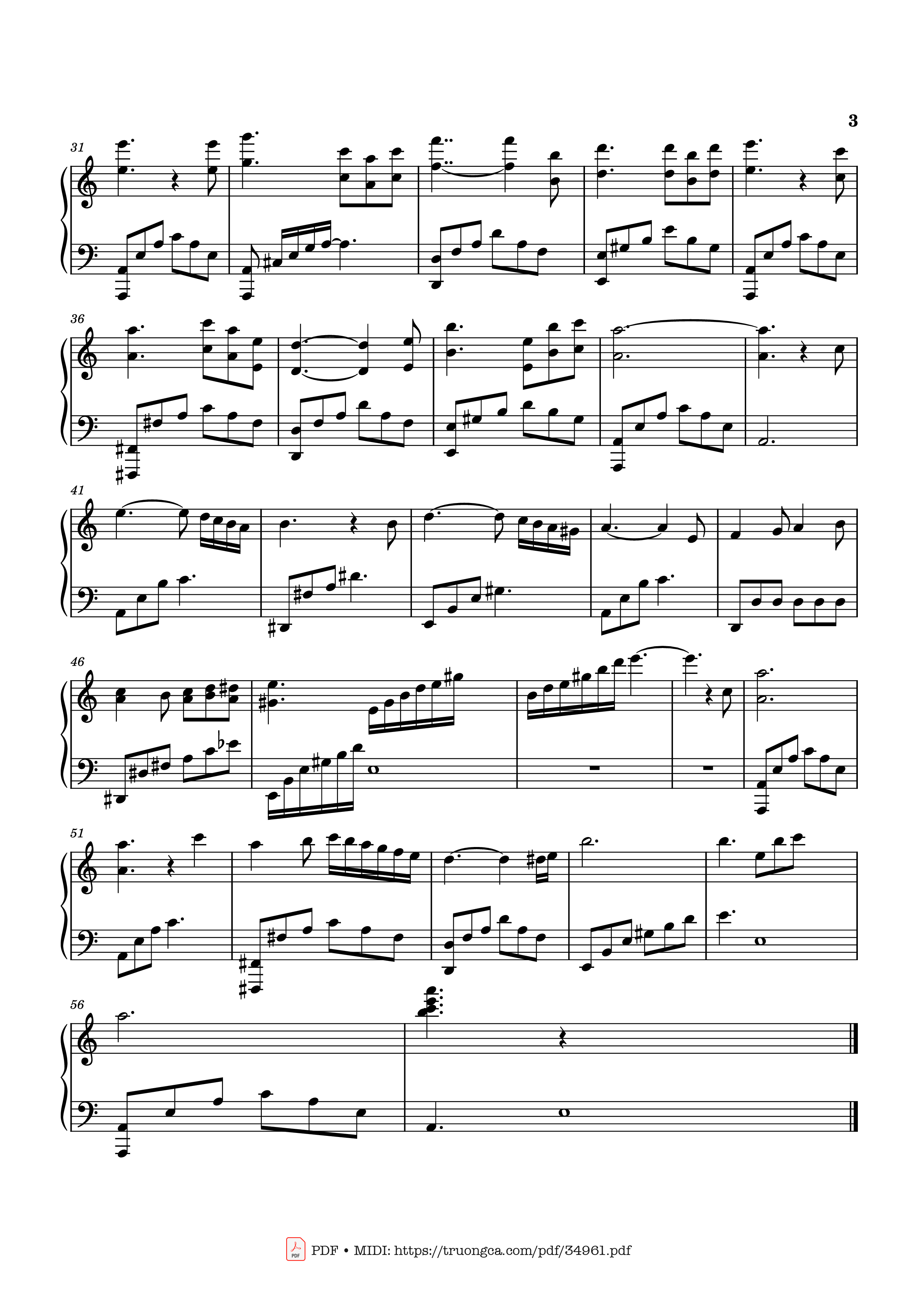 Page 3 of the piano sheet music PDF Piano – Nỗi nhớ mùa đông Piano by Phú Quang