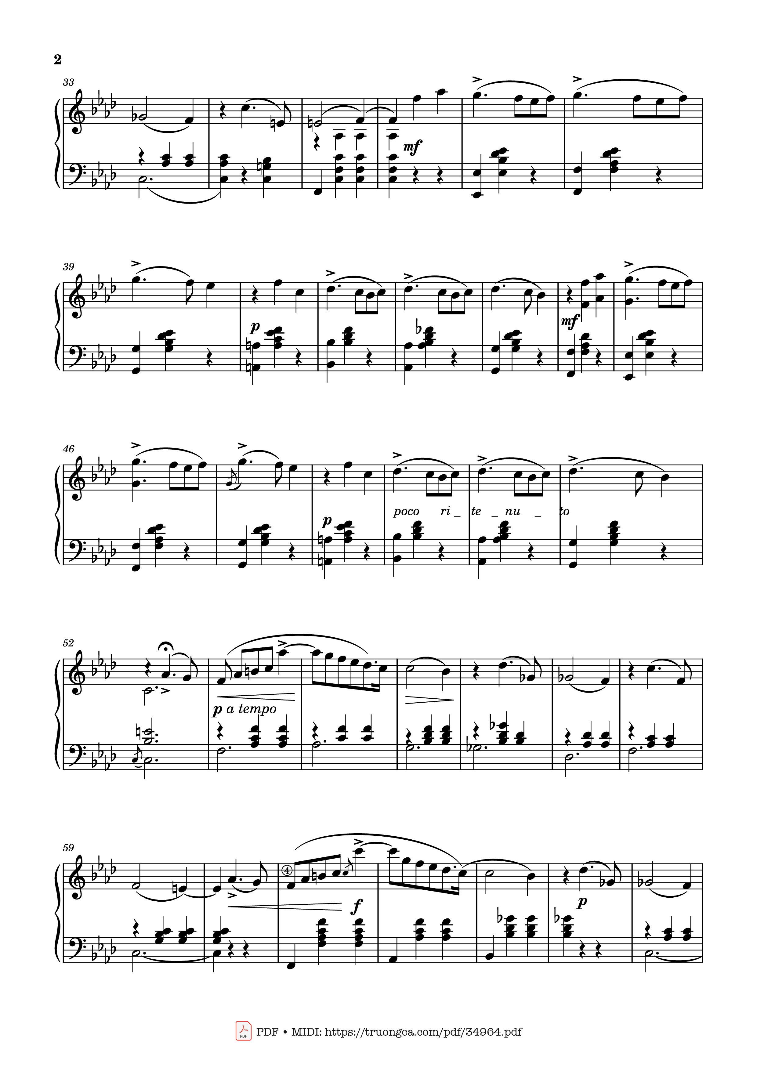Page 2 of the piano sheet music PDF Piano – Valse Sentimentale Piano, Tchaikovsky by Pyotr Ilyich Tchaikovsky