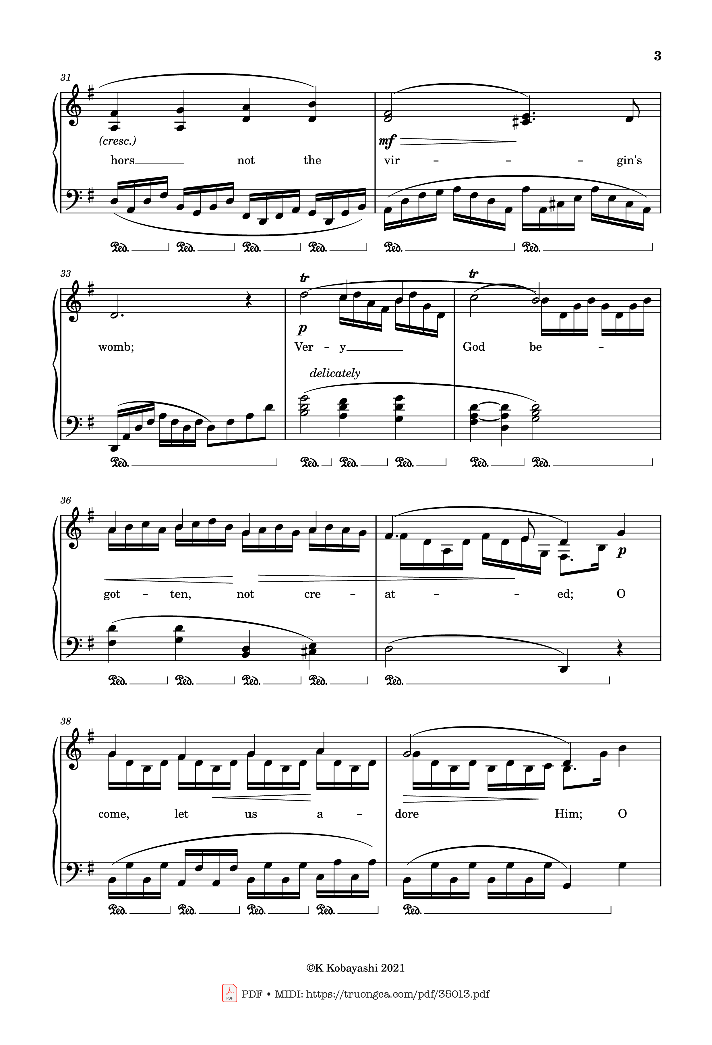Page 3 of the piano sheet music PDF Piano – O Come, All Ye Faithful (Adeste Fideles) Piano by John Francis Wade