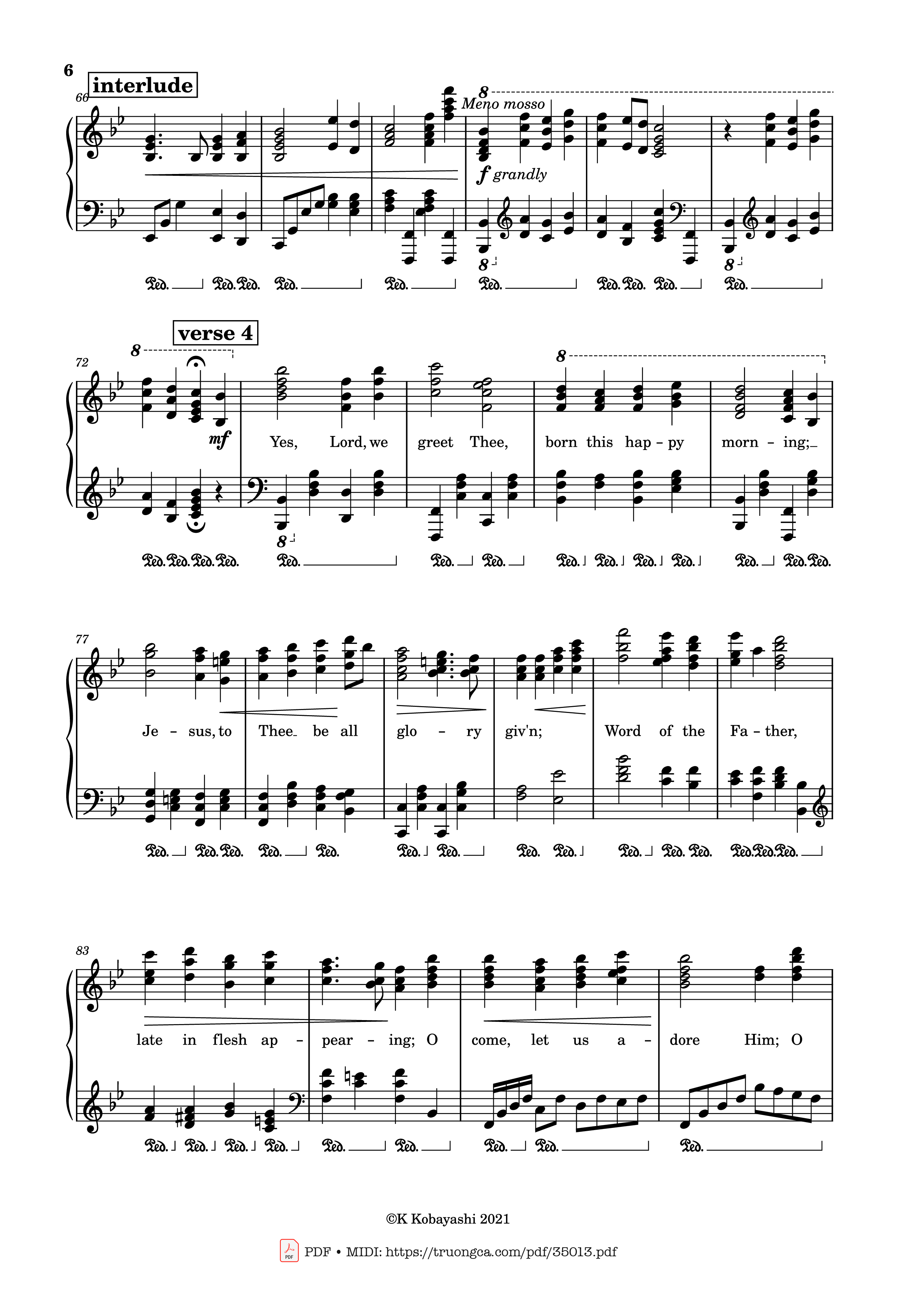 Page 6 of the piano sheet music PDF Piano – O Come, All Ye Faithful (Adeste Fideles) Piano by John Francis Wade