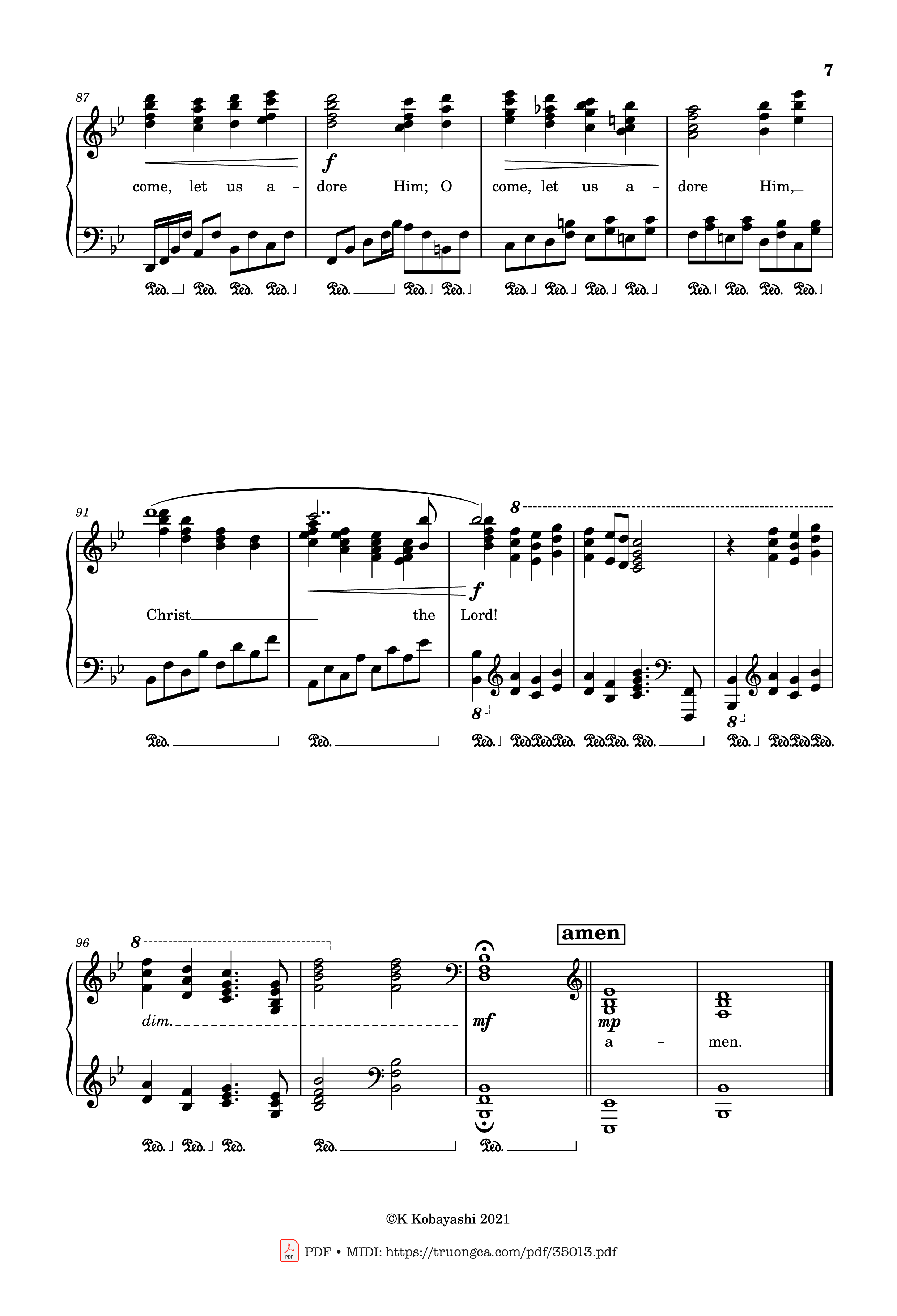 Page 7 of the piano sheet music PDF Piano – O Come, All Ye Faithful (Adeste Fideles) Piano by John Francis Wade