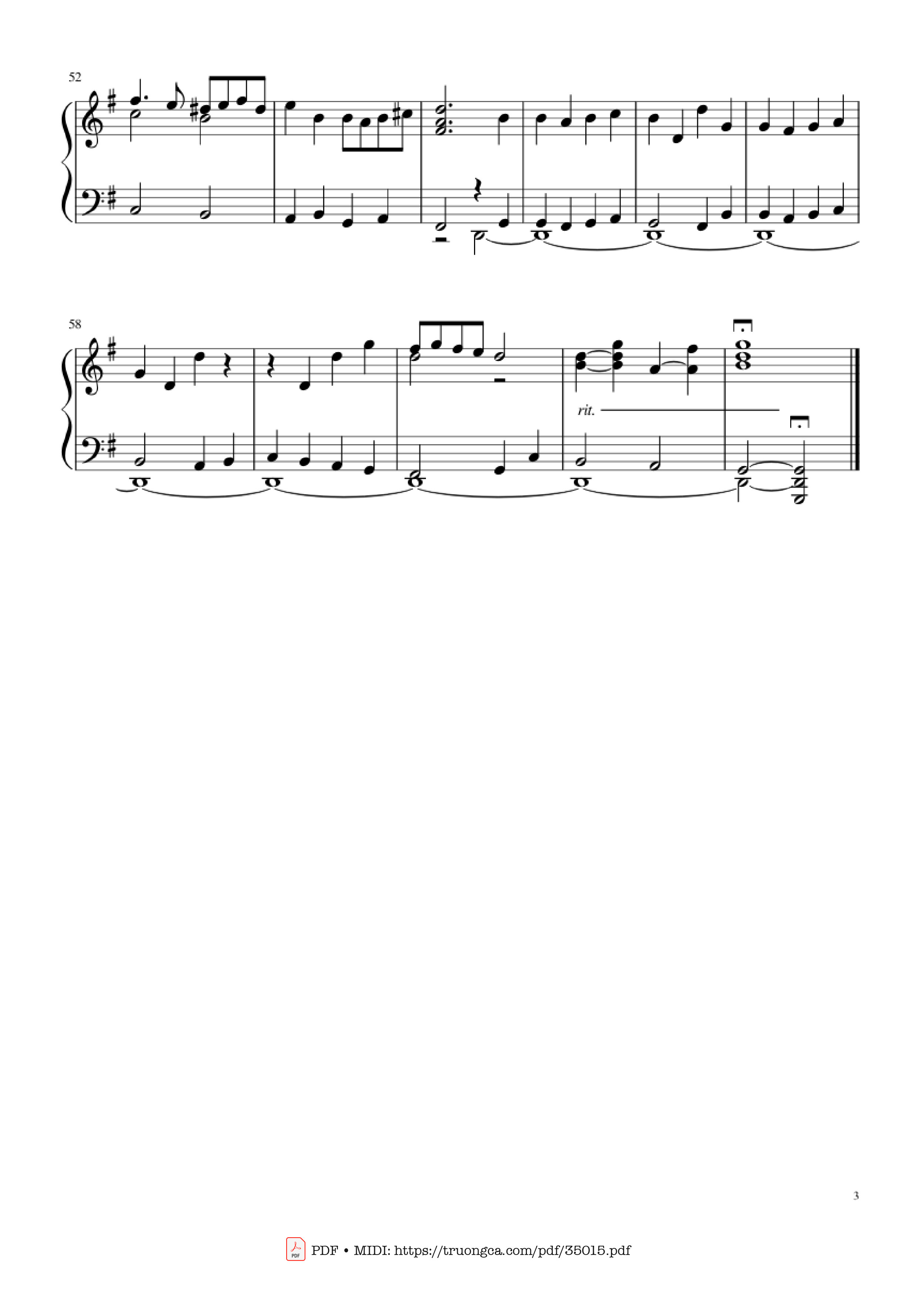 Page 3 of the piano sheet music PDF Piano – Adeste Fideles Piano by John Francis Wade