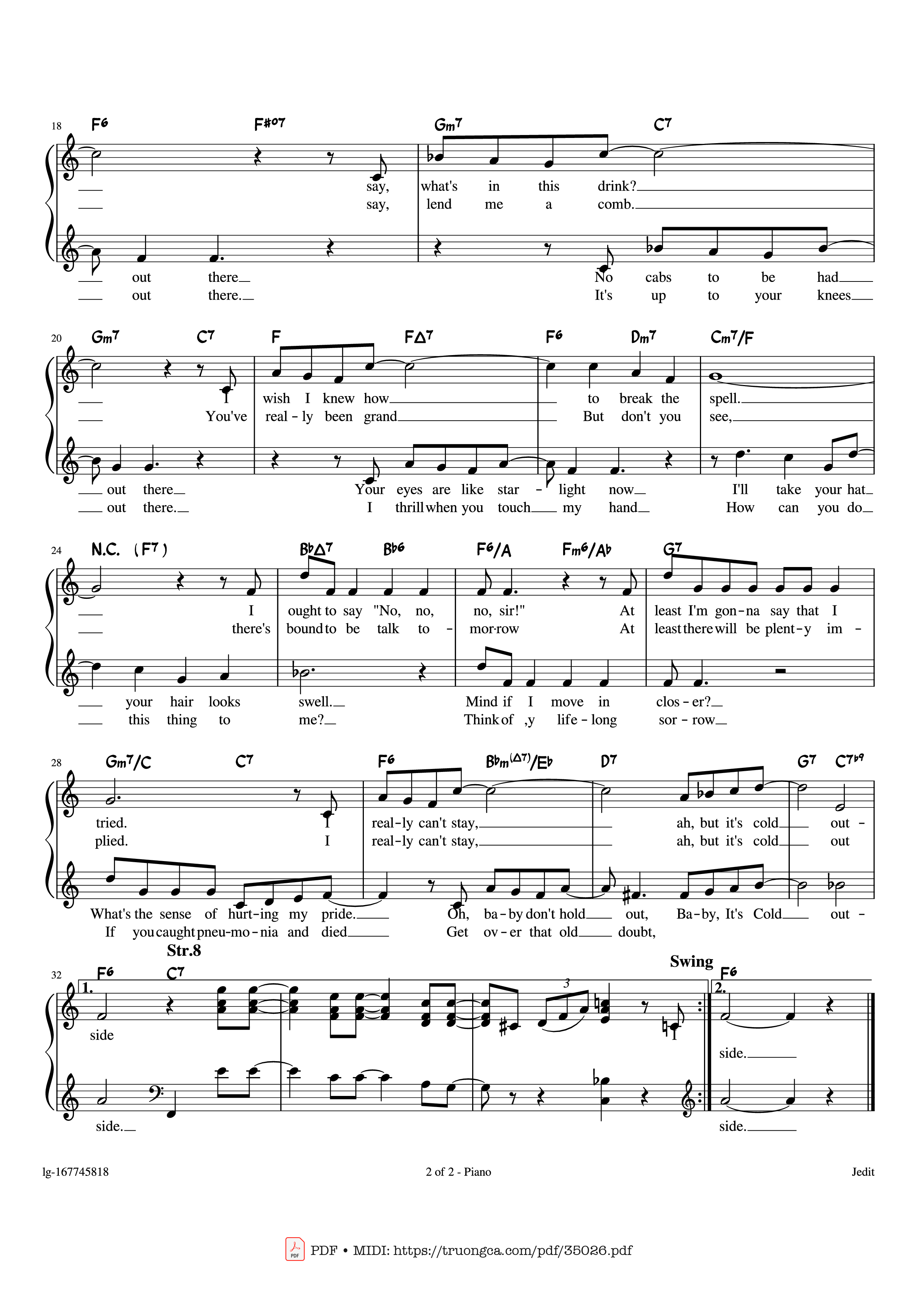 Page 2 of the piano sheet music PDF Piano – Baby It